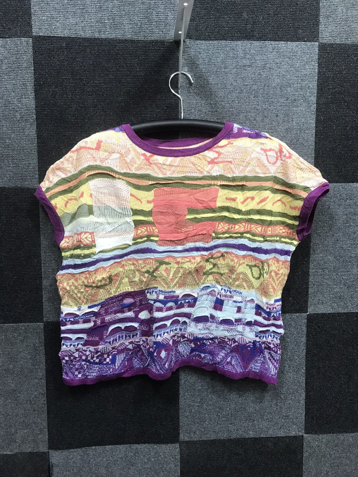 image of Japan Finest Oversize Sleeveless Multicolor Cropped Knitwear, Women's (Size Large)