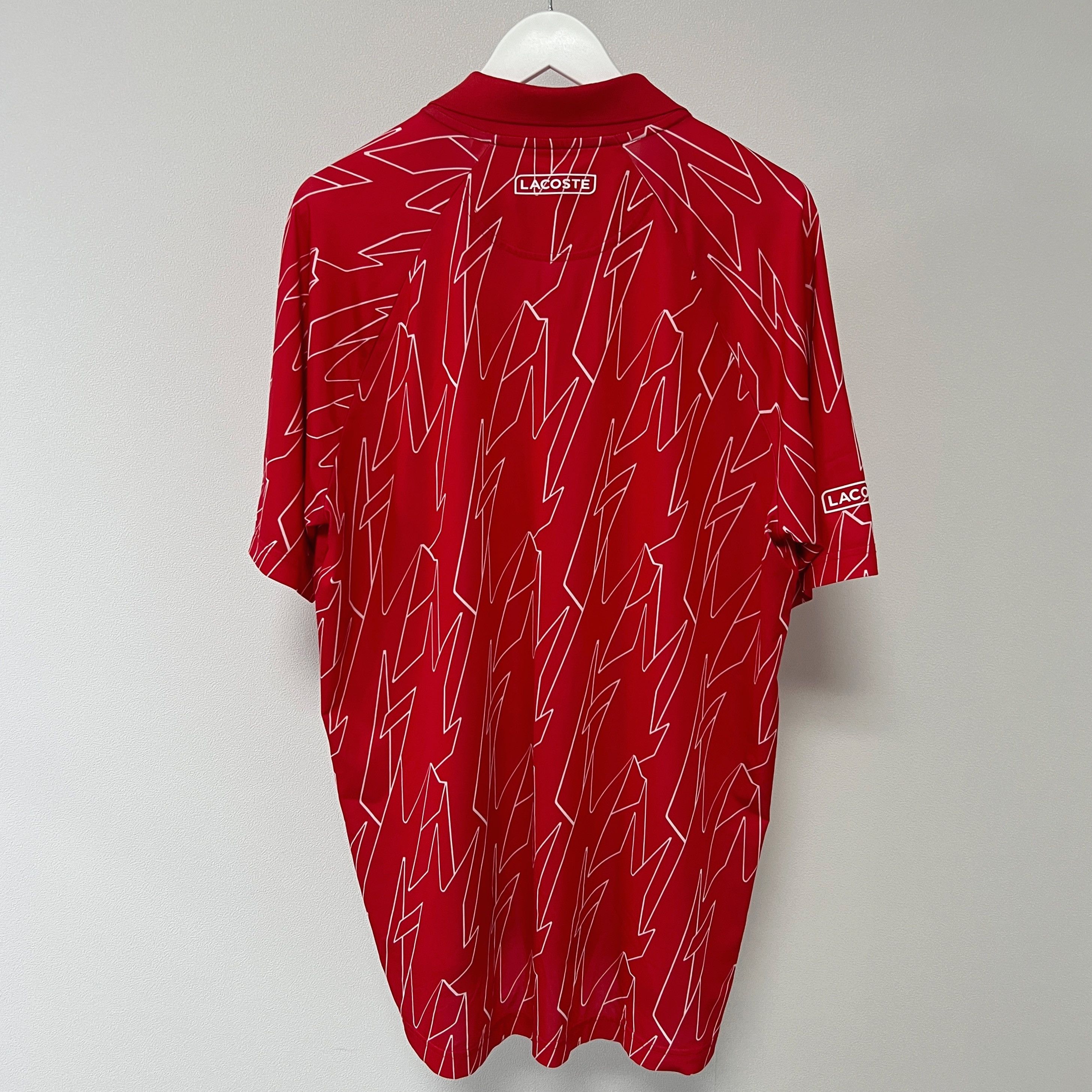 Lacoste LACOSTE Novak Djokovic Mens Polo Shirt Red White (#DH4753) Size US L / EU 52-54 / 3 - 2 Thumbnail