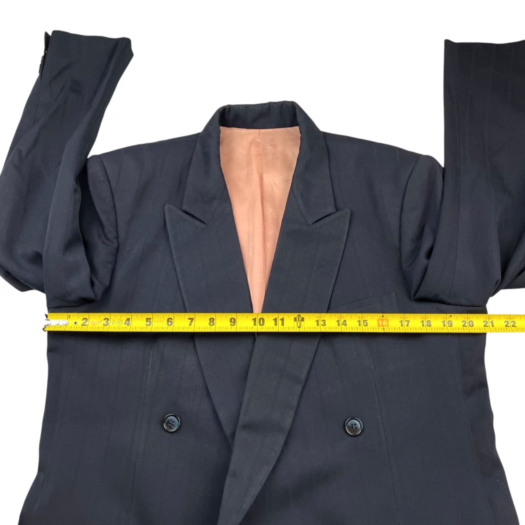 Pierre Cardin VINTAGE Pierre Cardin Men's Blazer 42 Short Wool Double-Breasted Navy Blue 4-Button Notch Lapel Size US 42 / EU 58 - 7 Thumbnail