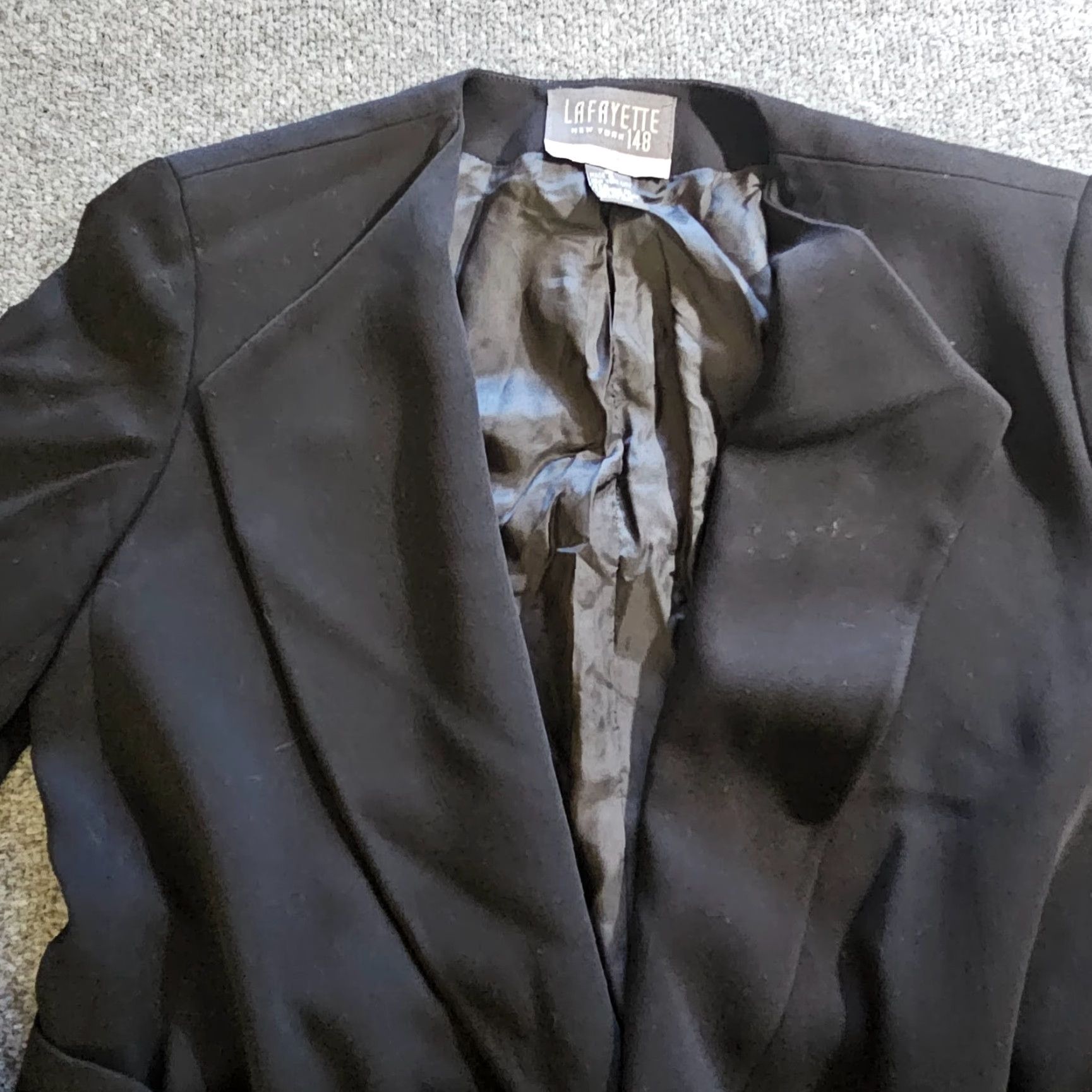 Vintage Lafayette 148 Jacket Womens 10 Black Wool Open Belted Long Sleeve Career Classic Menus sharp? Size L / US 10 / IT 46 - 2 Thumbnail