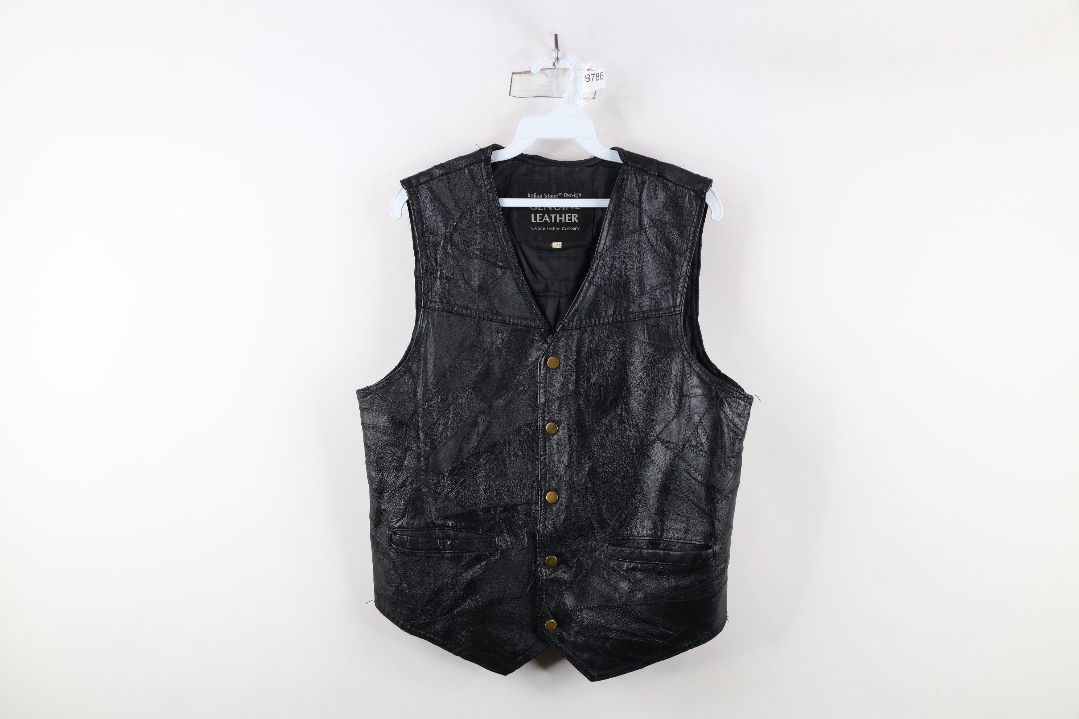 Vintage Vintage 90s Streetwear Patchwork Leather Vest Jacket Black Size US M / EU 48-50 / 2 - 1 Thumbnail