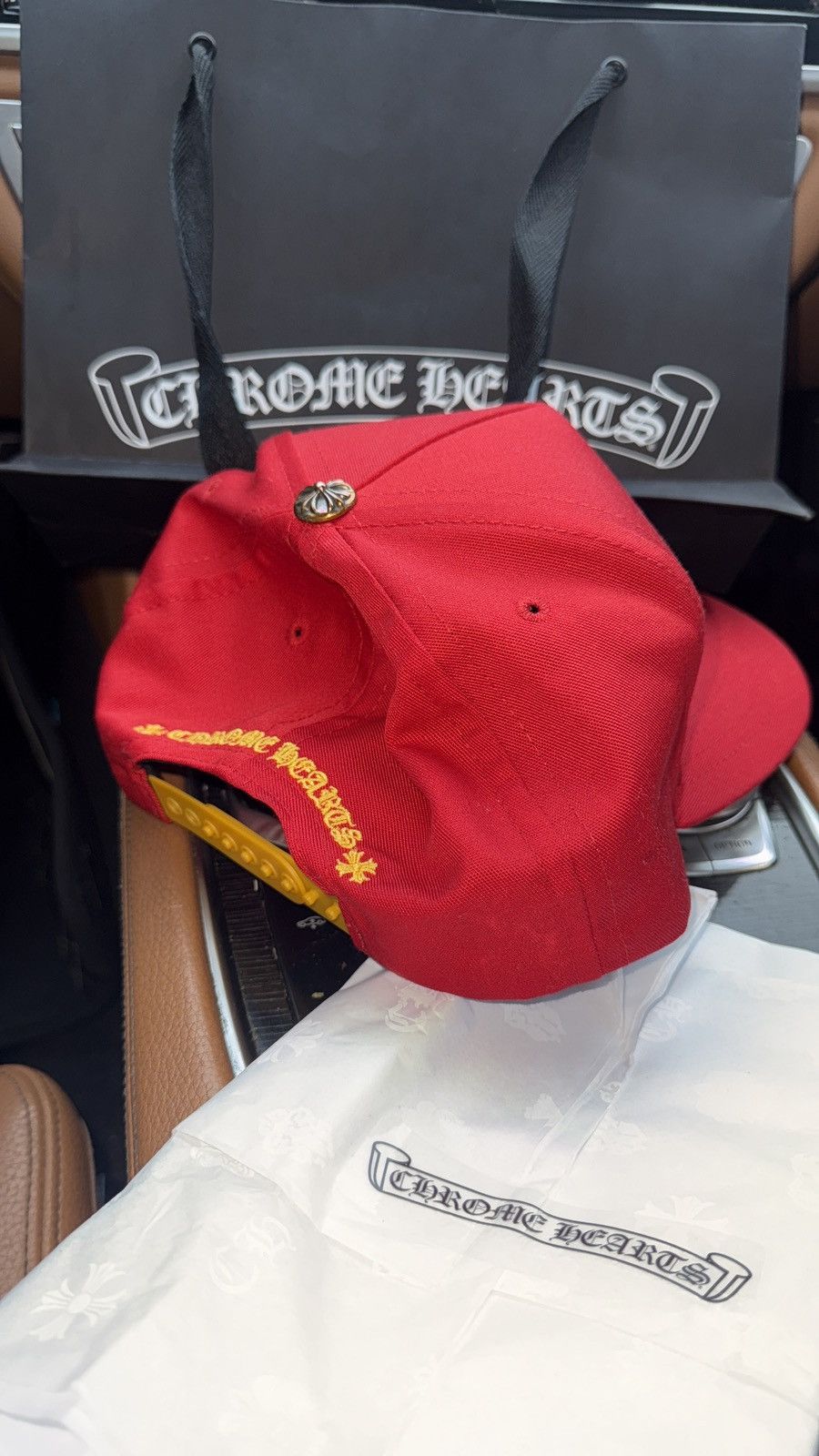 Chrome Hearts Chrome Hearts C H Baseball Hat - Red / Yellow Brand Size ONE SIZE - 6 Thumbnail