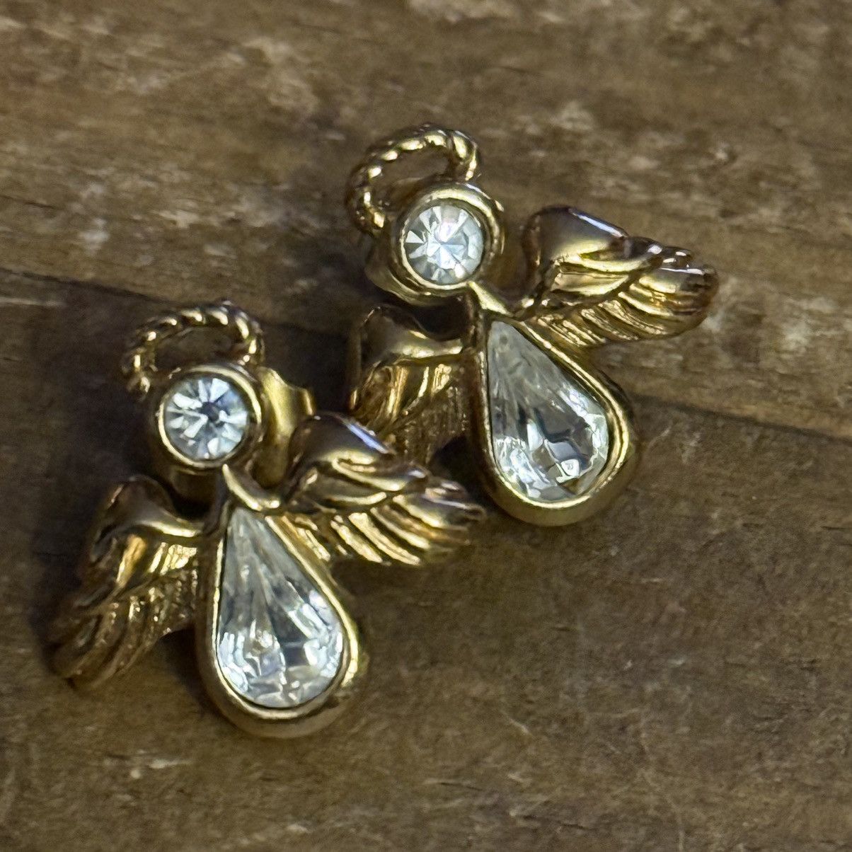 Vintage Vintage Avon gold tone rhinestone angel post earrings Size ONE SIZE - 4 Thumbnail
