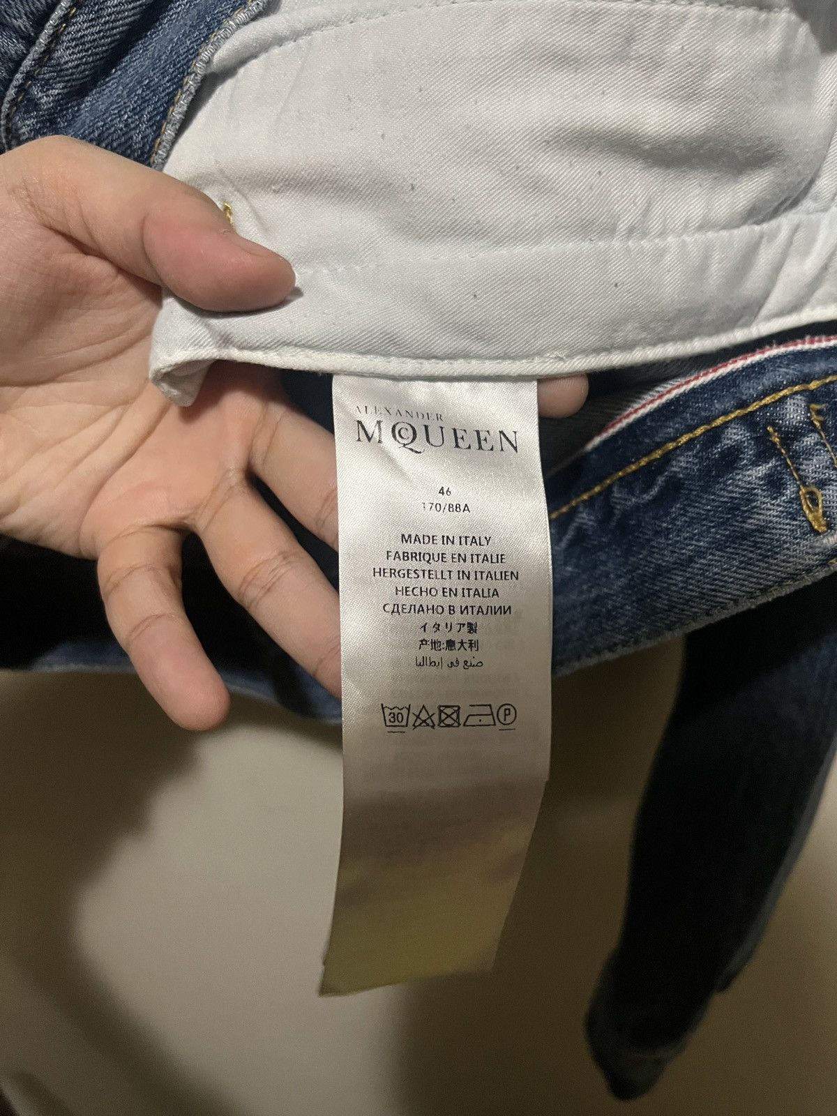Alexander McQueen Shearling trimmed embroidered denim jacket Size US M / EU 48-50 / 2 - 7 Thumbnail