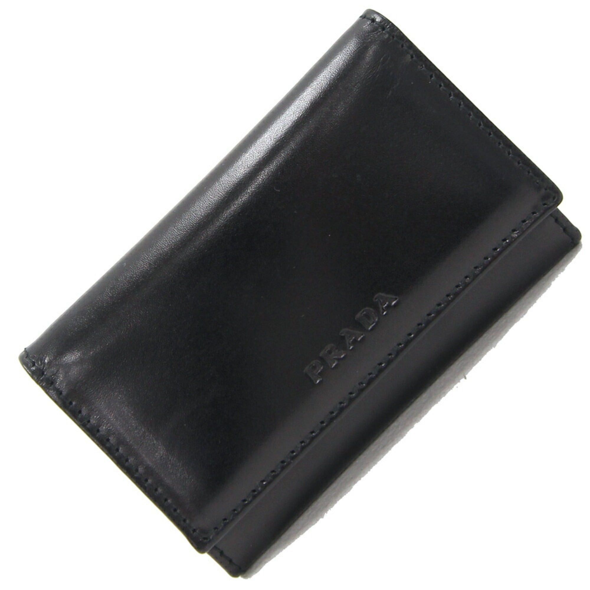 image of Prada 6 Key Case M222X Black Leather Ladies, Women's