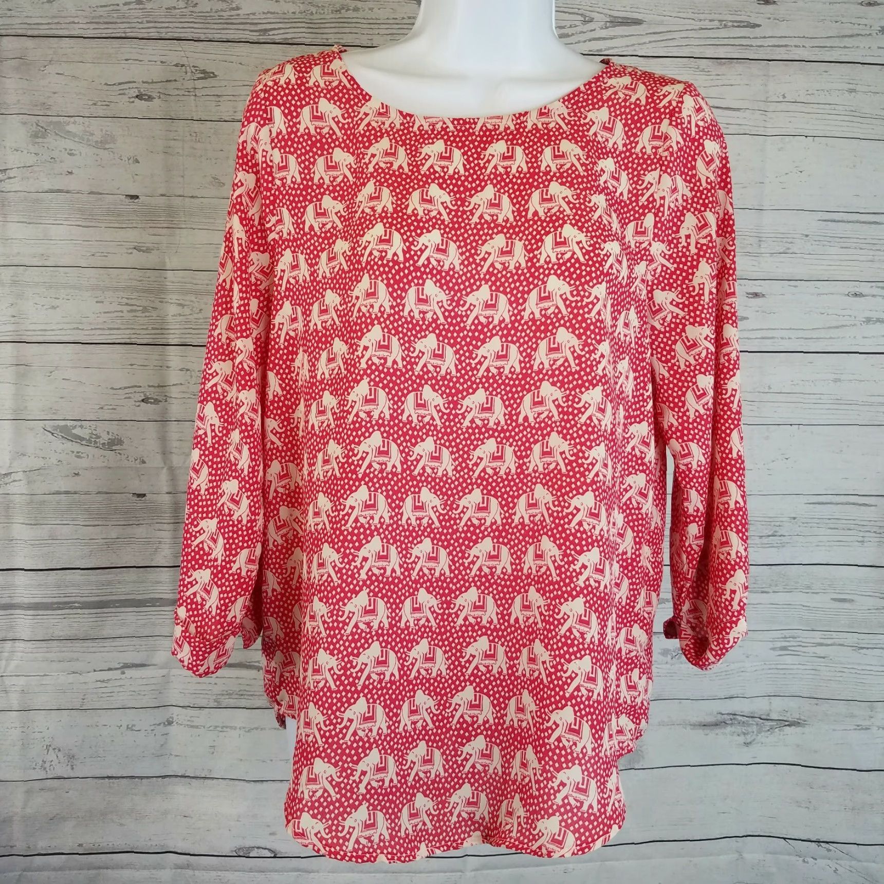 Pinko Pixley Womens Blouse Small Pink Elephant Print 3/4 Sleeve Shirt Adult Womens Size S / US 4 / IT 40 - 2 Thumbnail