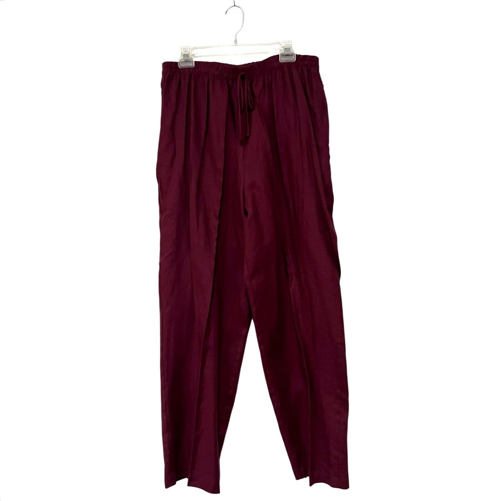 Vintage VINTAGE 90s Linen Button Shirt Top & Pants NWT V-Neck Burgundy 1X Women 2 Piece Set Size XL / US 12-14 / IT 48-50 - 3 Thumbnail