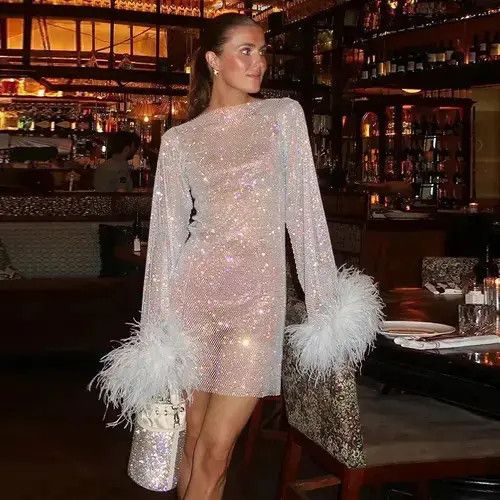 Japanese Brand × Vintage Party Fashion Summer Long Sleeve Mini Feathers Shining Size XS / US 0-2 / IT 36-38 - 1 Thumbnail
