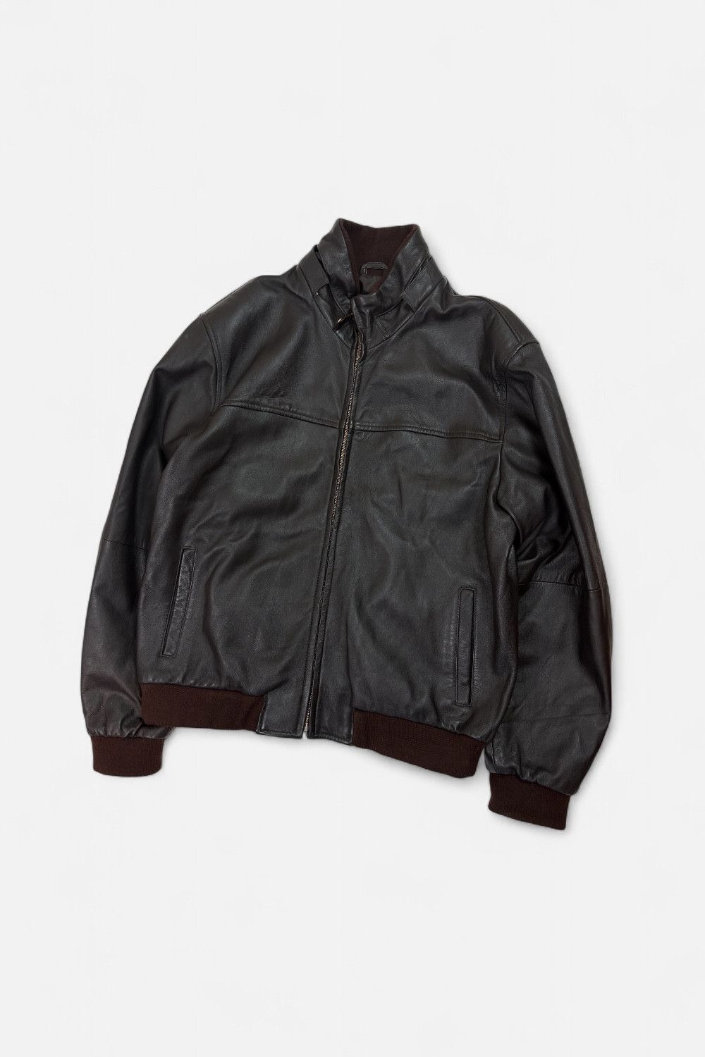 Emporio Armani ARCHIVE VINTAGE LEATHER BOMBER BIKER JACKET