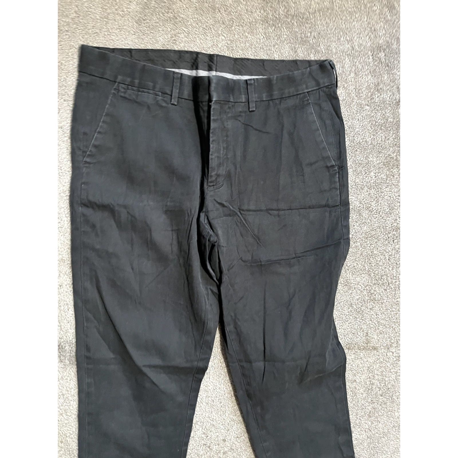 Express Express Men’s Pants Black 29x30 Dress Pants Slim Flat Front Cotton Zip Pockets Mens Regular 30 Inseam Front Rise Mid 10-12in Vintage No Size US 29 - 2 Thumbnail