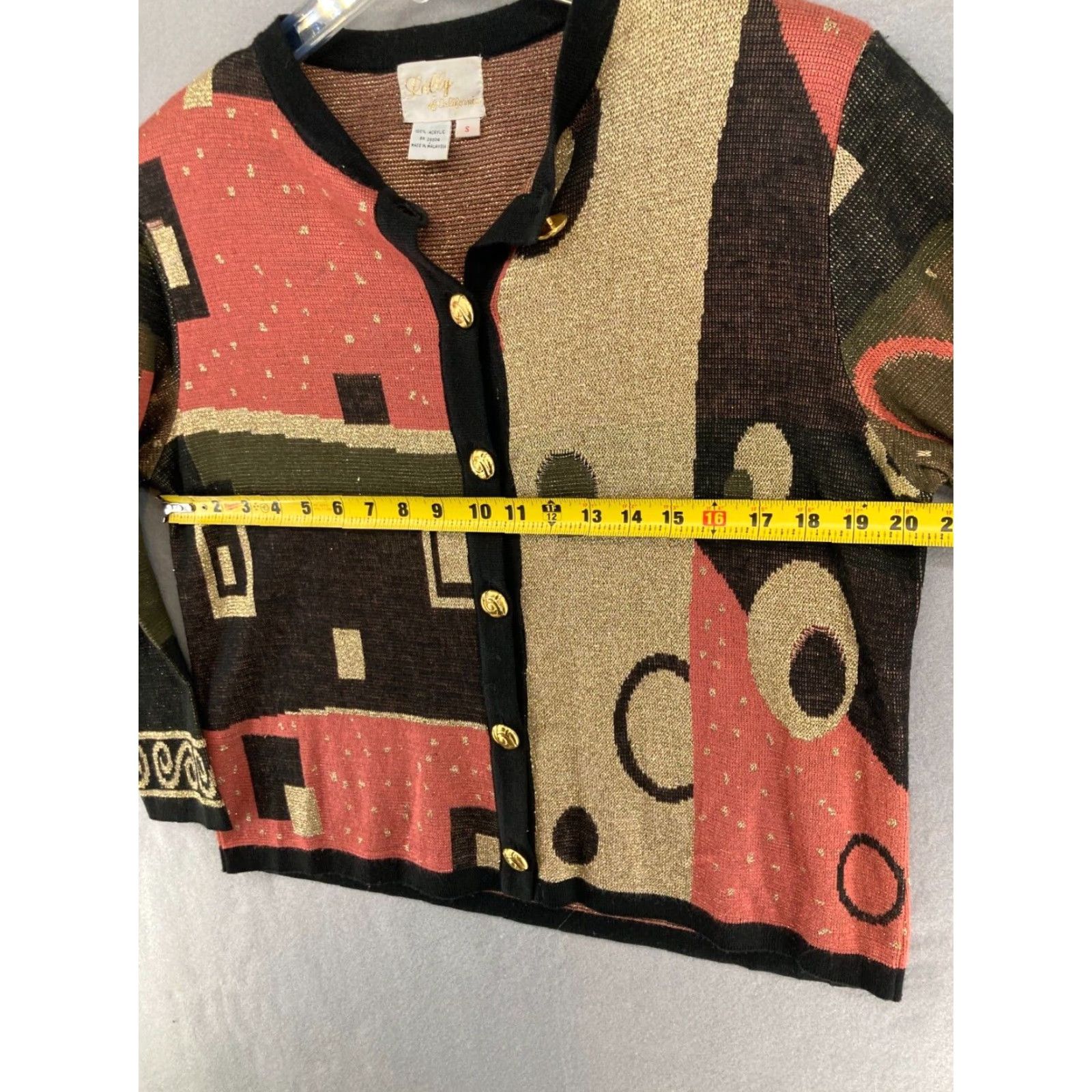 Lilly Pulitzer VINTAGE Lilly Cardigan Womens Small 100% acrylic Geometric Print 90s Size S / US 4 / IT 40 - 2 Thumbnail