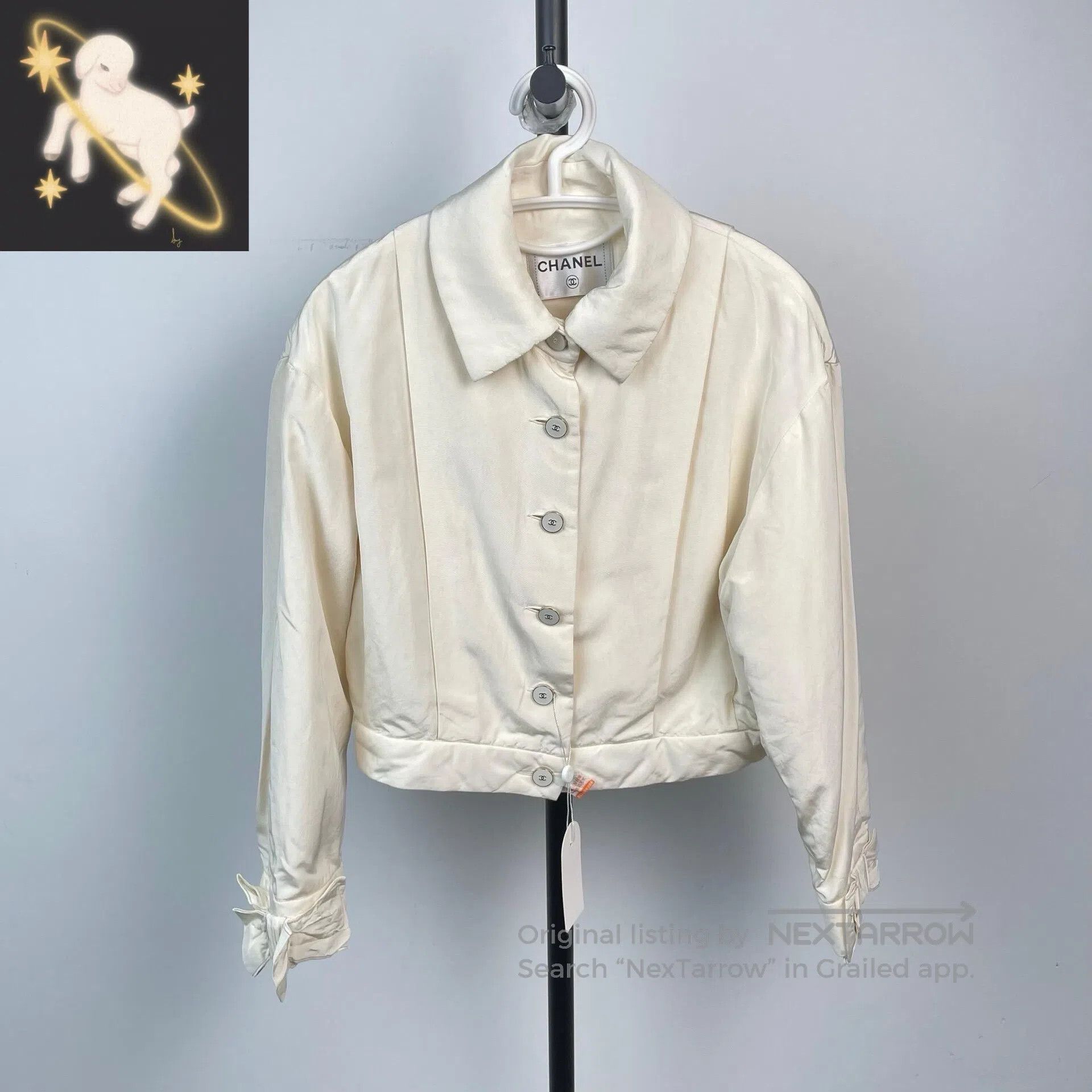 Chanel Chanel White silk bow short cotton jacket with bow on the Size XS / US 0-2 / IT 36-38 - 1 Thumbnail