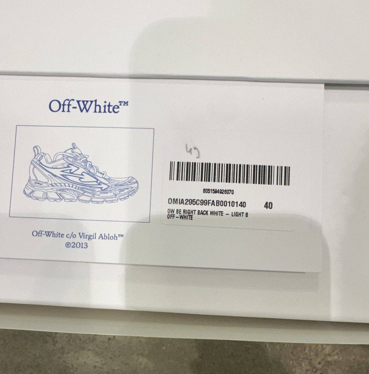 Off-White OFF-WHITE - Be Right Back Sneakers White Light Blue Size US 7 / EU 40 - 7 Thumbnail
