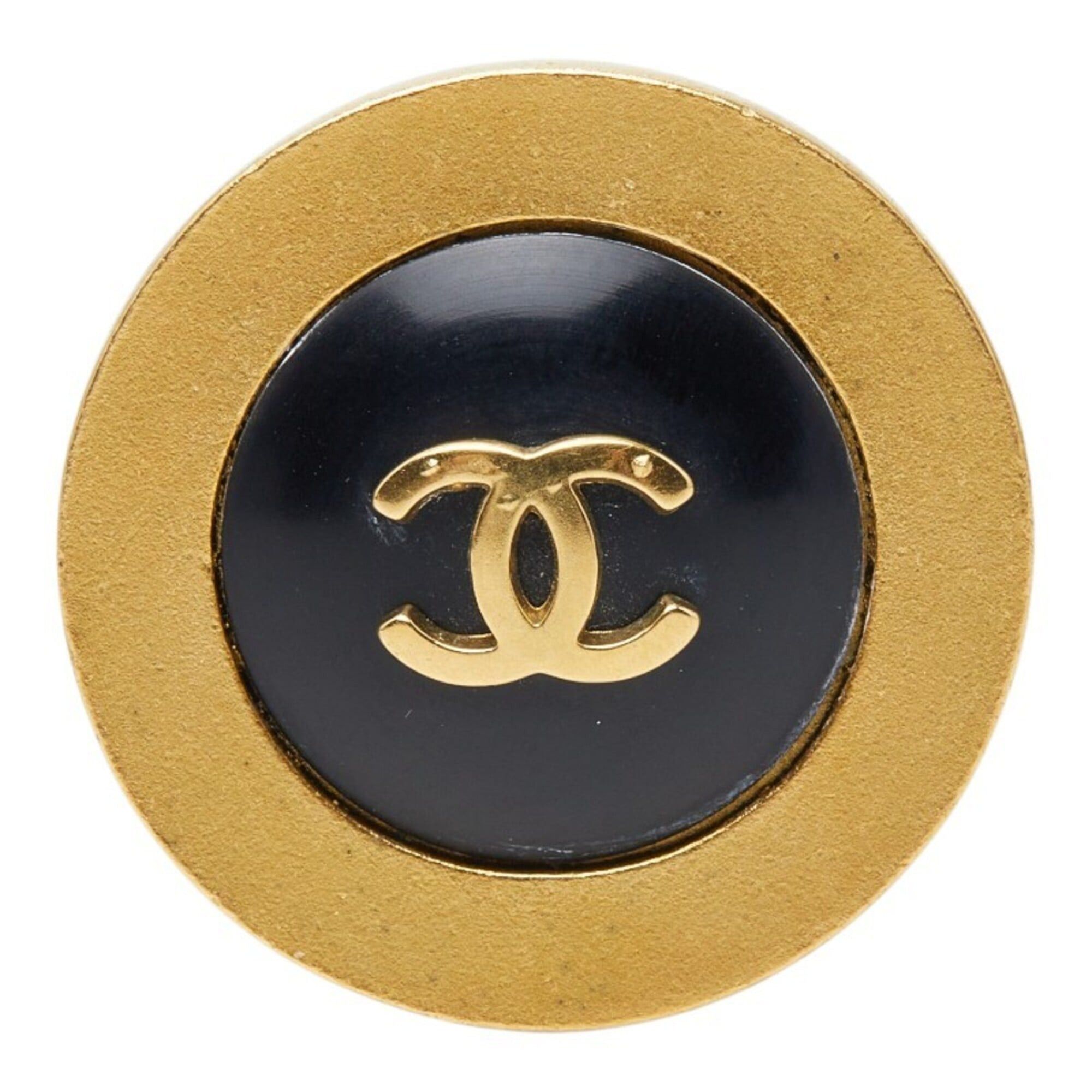 Chanel Chanel Coco Mark Round Earring (Single Earring) Gold Black Plated Women's CHANEL Size ONE SIZE - 1 Thumbnail
