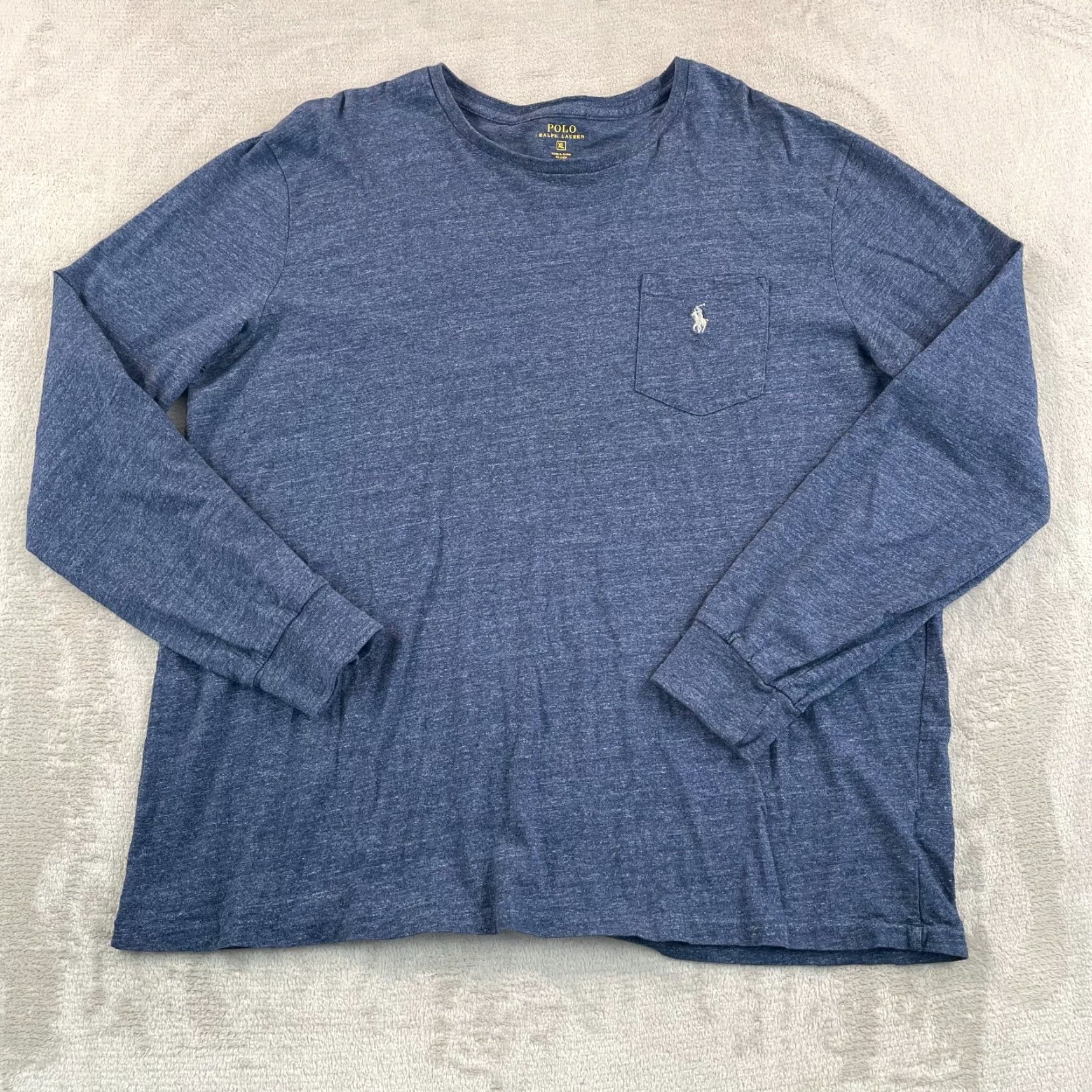 Polo Ralph Lauren Polo Ralph Lauren T Shirt Men XL Heather Blue Pocket Pony Preppy Crew Neck LS Size US XL / EU 56 / 4 - 3 Thumbnail
