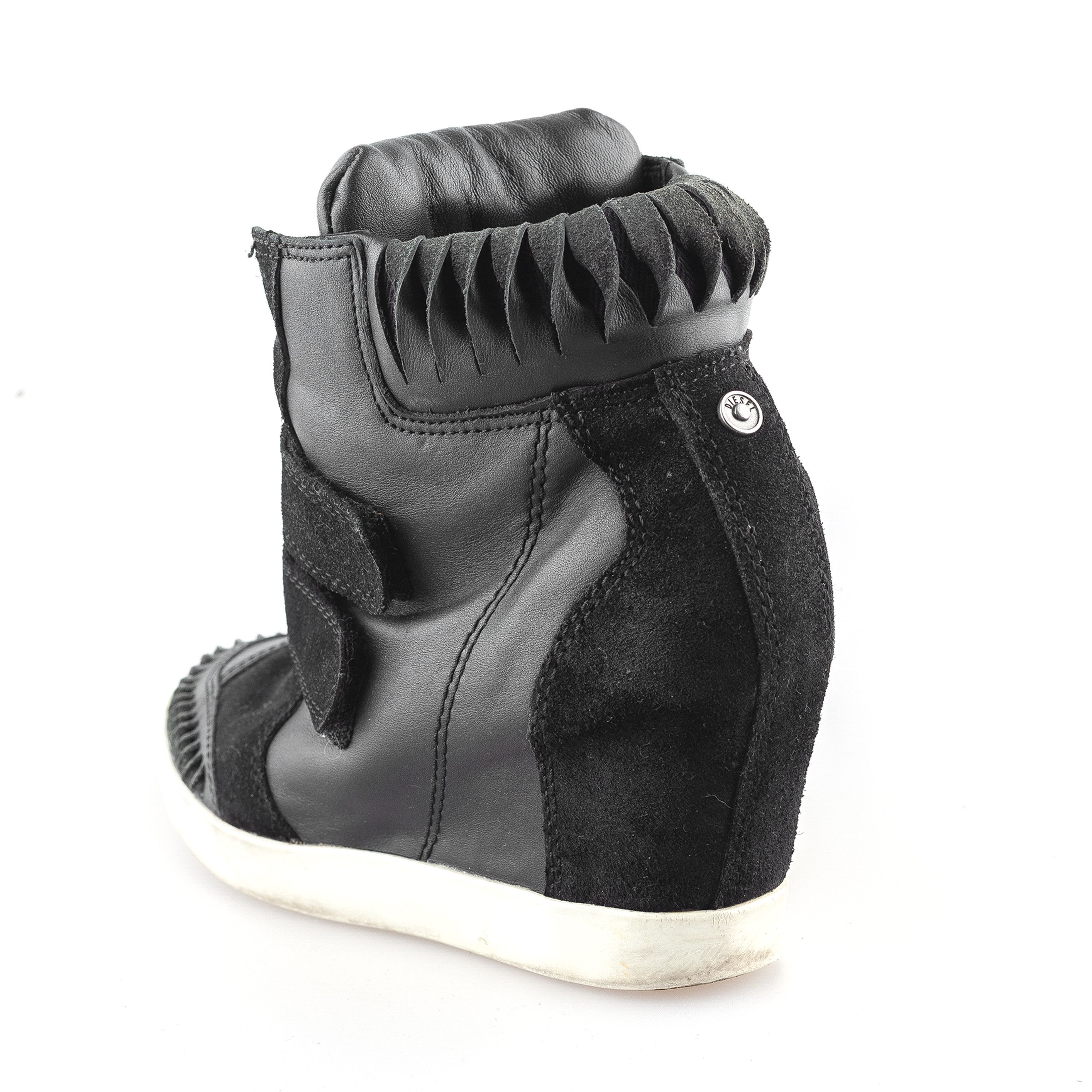 Diesel Diesel Black Leather Vintage Wedge Sneakers (37 EU) Size US 6 / IT 36 - 4 Thumbnail