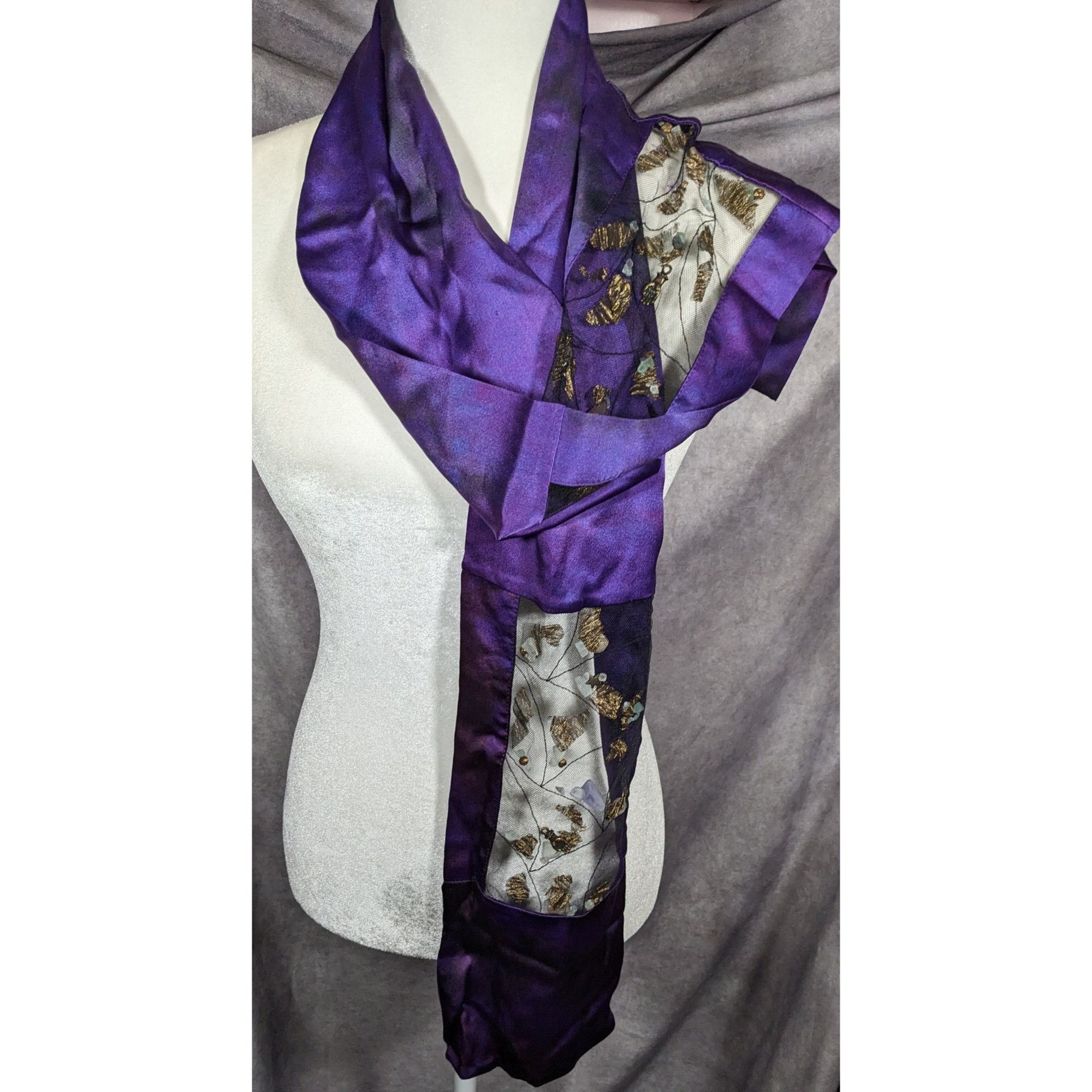Other Gothic Mystic Purple Mottled Scarf With Crystal And Charm In Size ONE SIZE - 8 Thumbnail