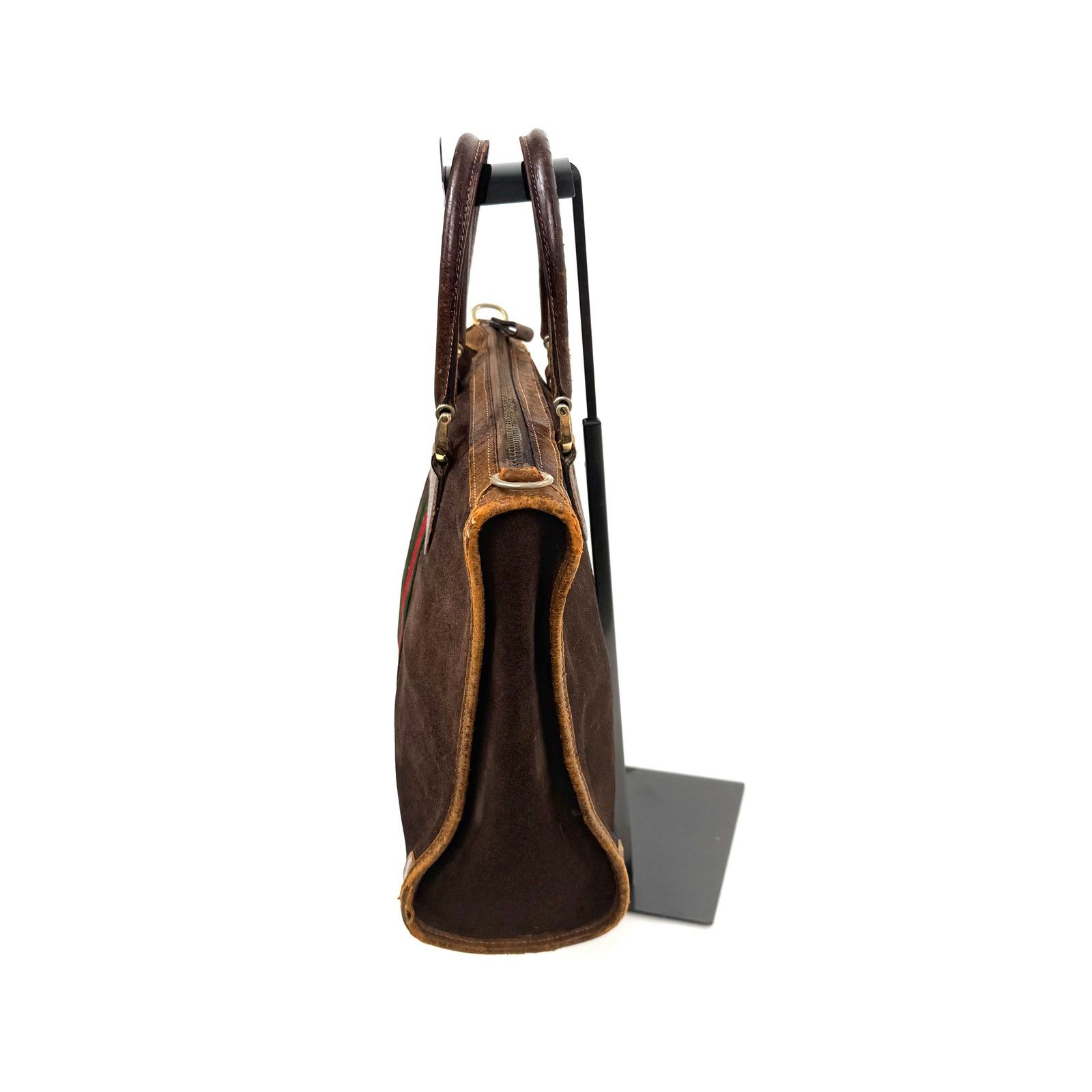 Gucci Gucci Vintage Brown Suede Web Top Handle Bag With D Rings Size ONE SIZE - 7 Thumbnail