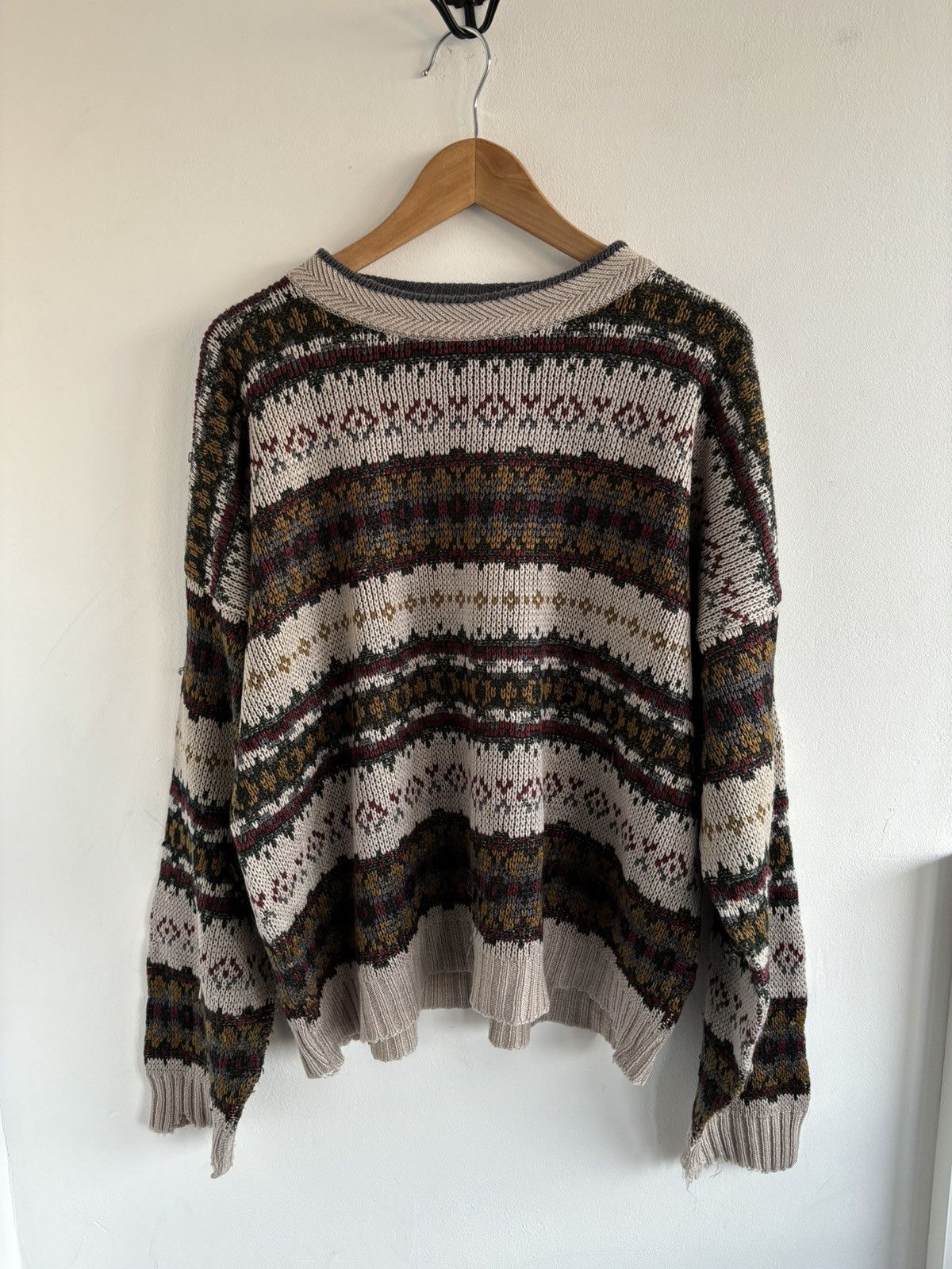 Japanese Brand Vintage Avant Garde Pattern Boxy Distressed Sweater Size US L / EU 52-54 / 3 - 4 Thumbnail