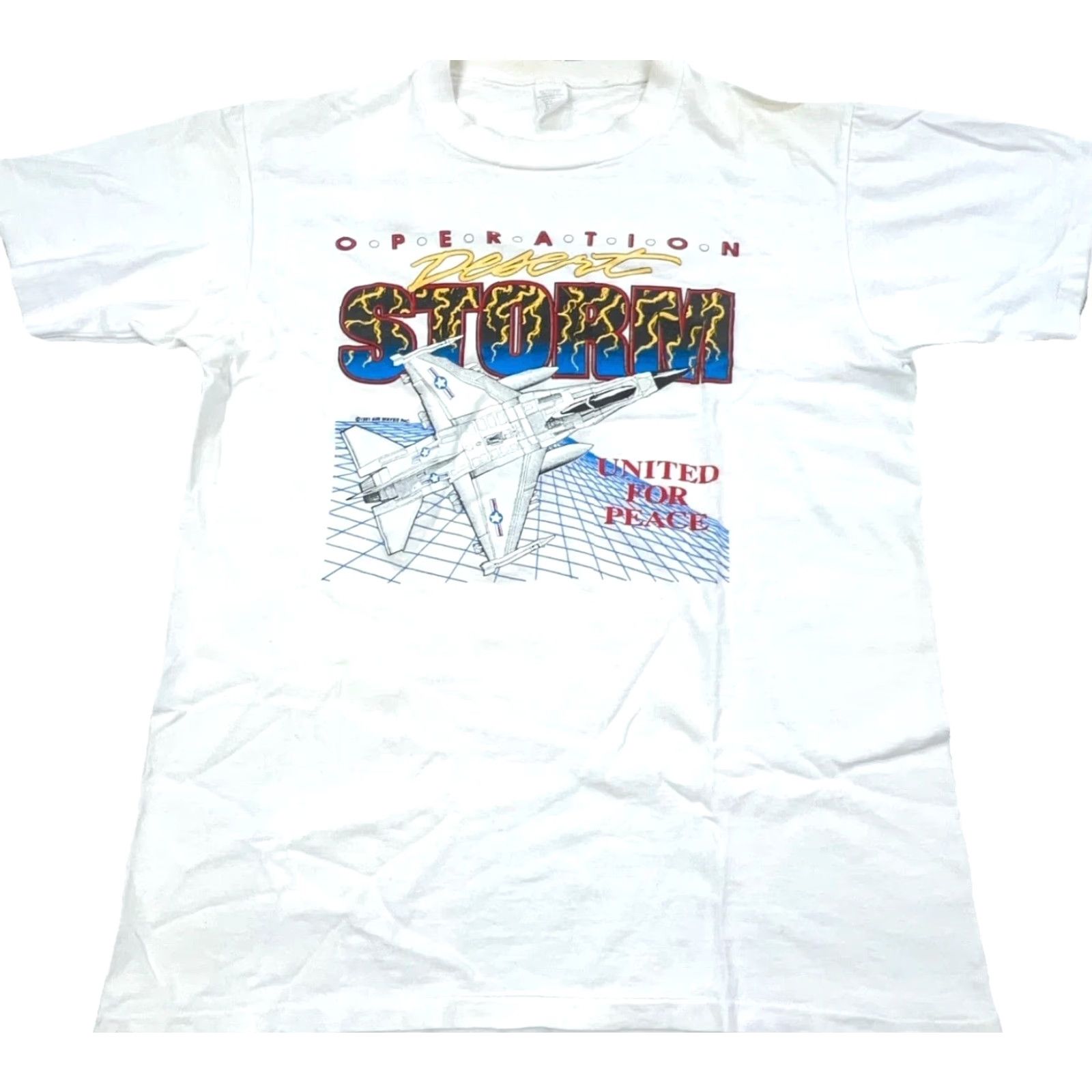 Vintage VINTAGE Desert Storm Shirt Men L White Tee Short Sleeve Crew Neck Graphic Print 90s Grunge USA Stain/Faded Size US L / EU 52-54 / 3 - 2 Thumbnail