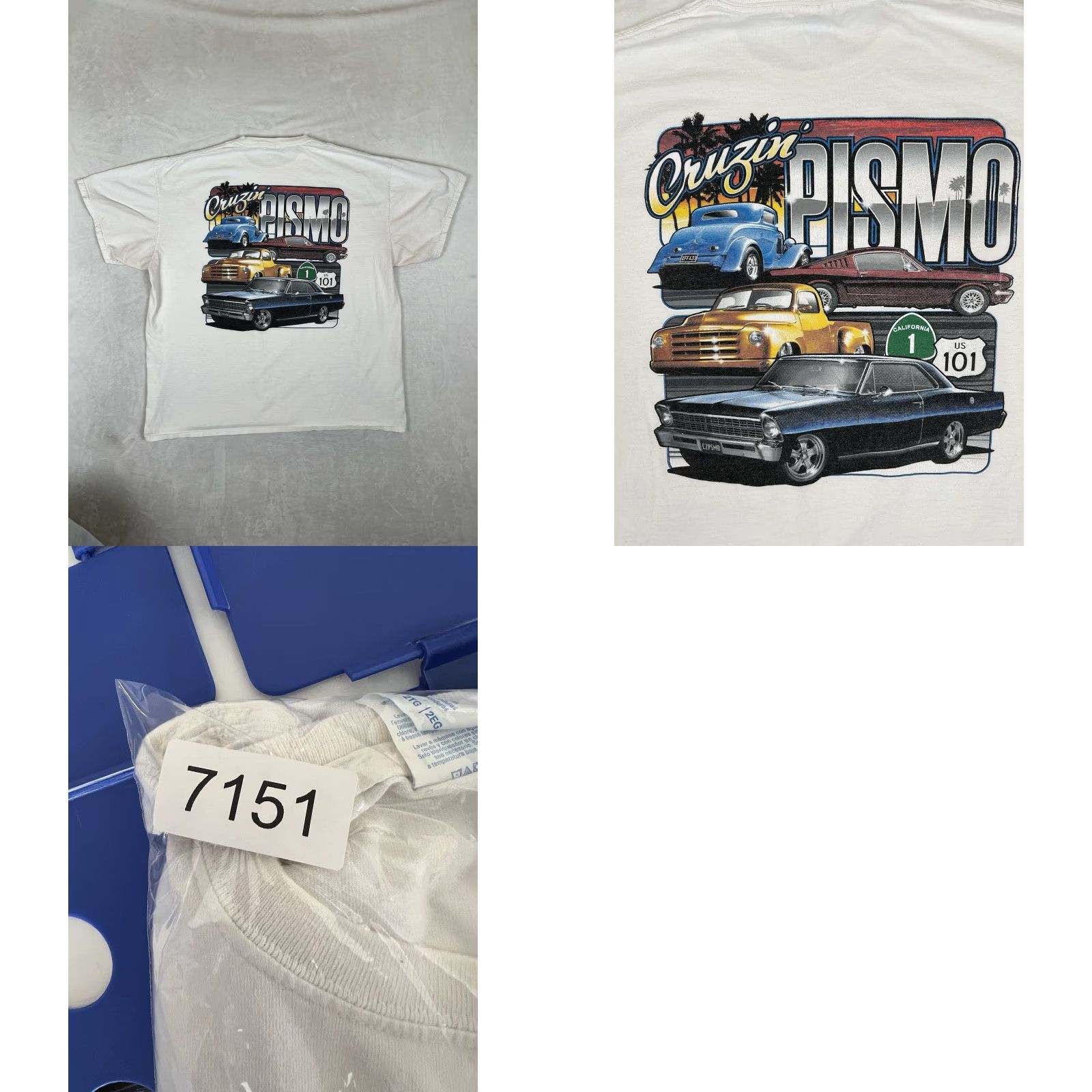 Vintage VINTAGE Cruzin Pismo Beach T-Shirt 2XL Men White Cars 90s California Car Show Hot Rod Cruising Size US XXL / EU 58 / 5 - 8 Thumbnail