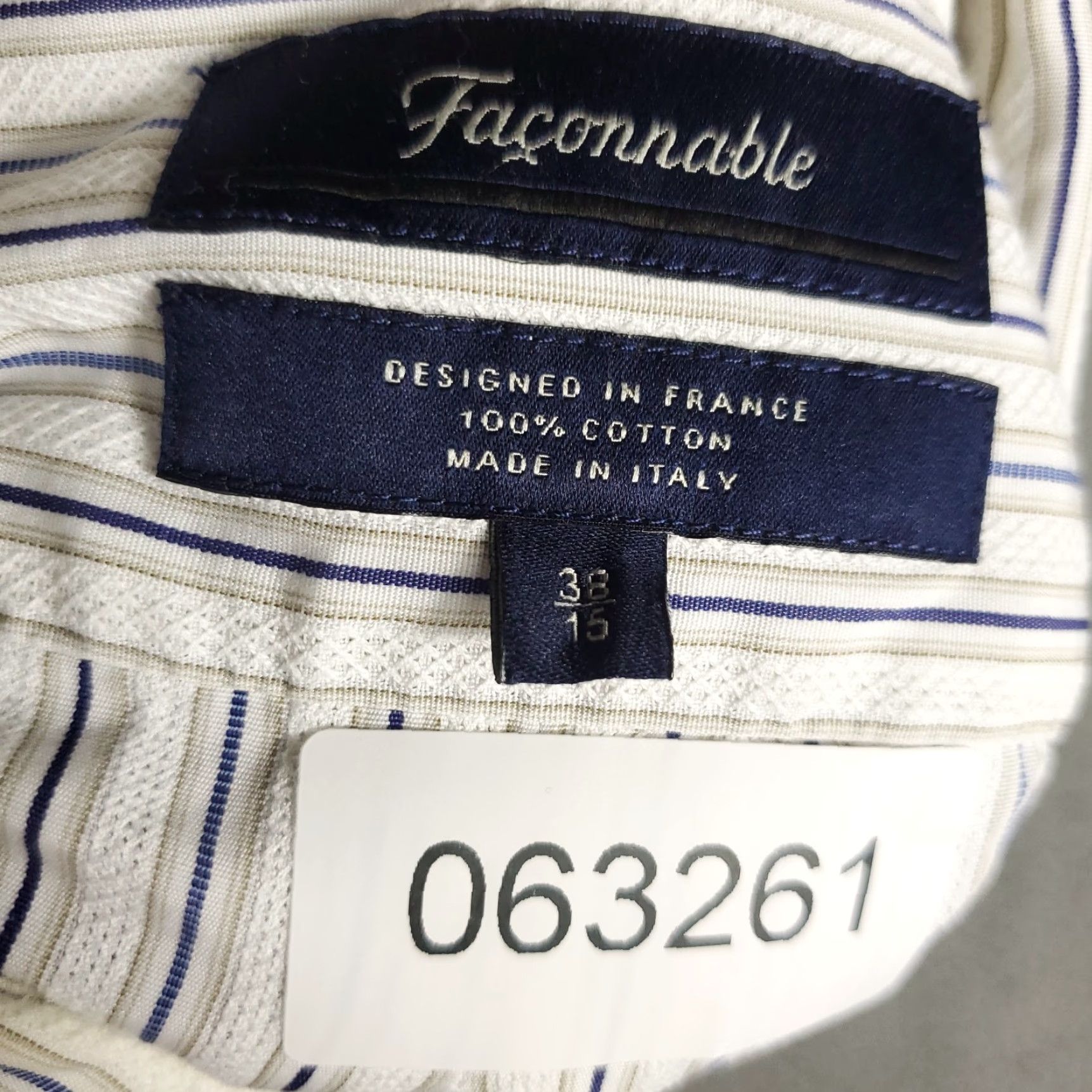 Faconnable Façonnable Shirt Mens Size 16.5 Blue Striped Button-Up Long Sleeve Casual Dress Shirt Mens Regular Fit Cotton Blue 16.5 Modern Preppy Size 40R - 7 Thumbnail