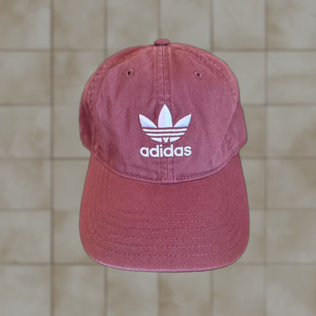 Adidas Adidas Hat Cap Strapback Red/maroon Adjustable Men EUC Embroidered Trefoil Size ONE SIZE - 1 Thumbnail