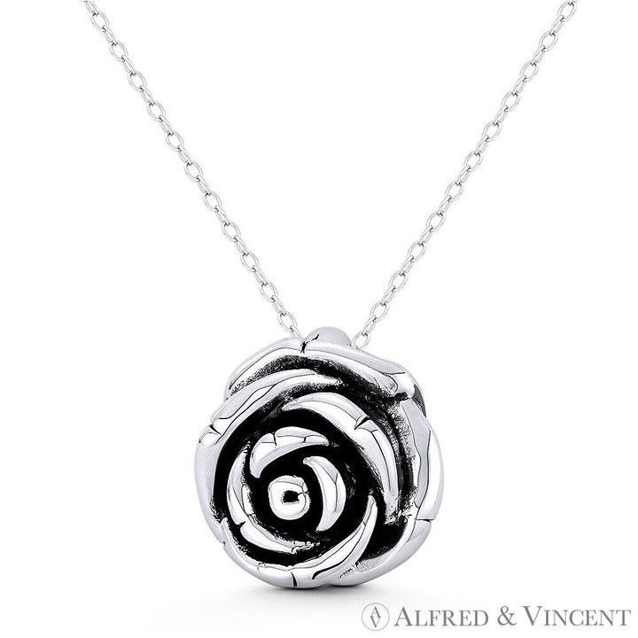 Other Rose Flower Charm Pendant in Oxidized .925 Sterling Silver Size ONE SIZE - 1 Preview