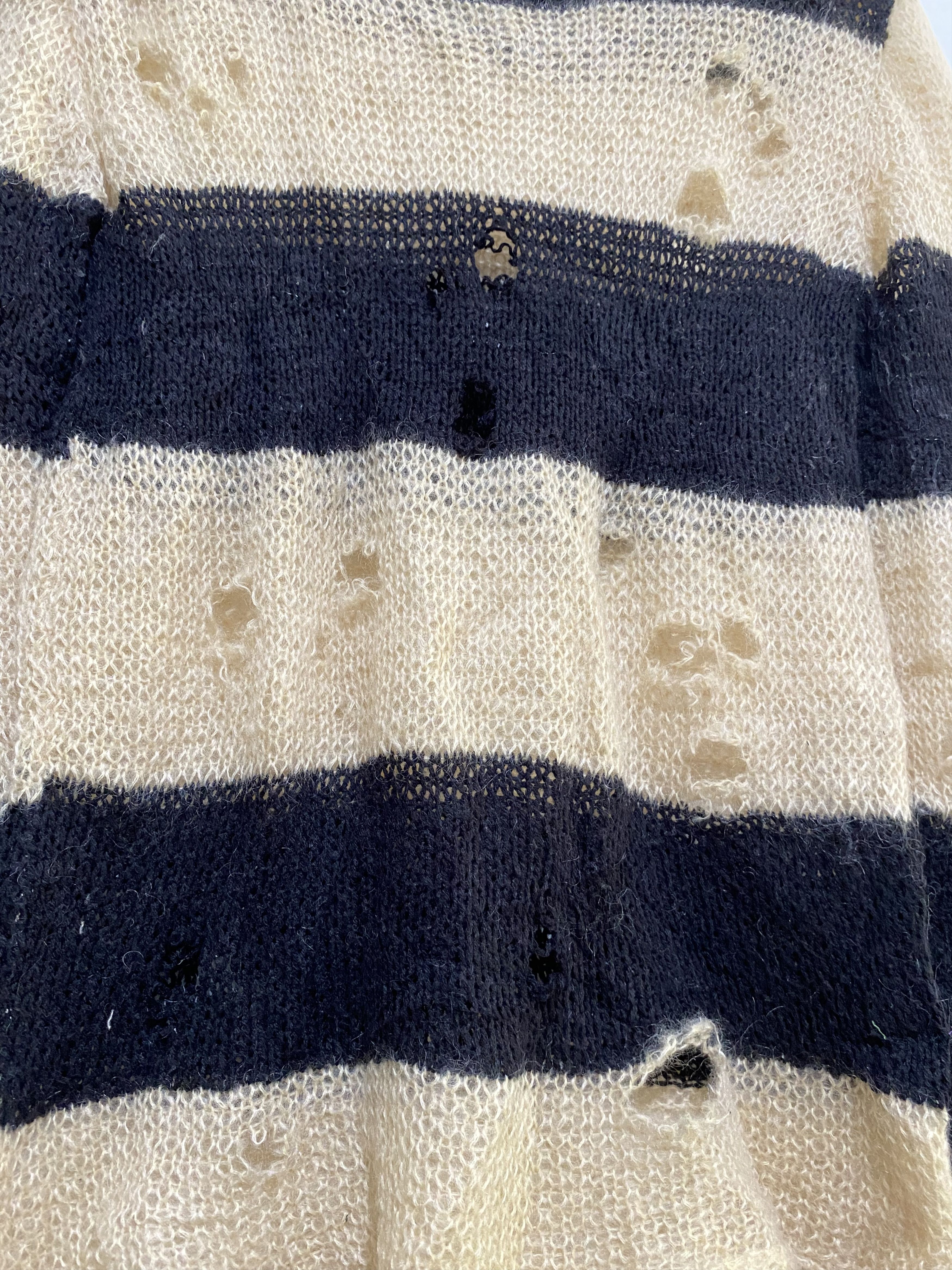 Beauty Beast Japanese Cdg style STE distressed fishnet stripe knit Size US M / EU 48-50 / 2 - 4 Thumbnail