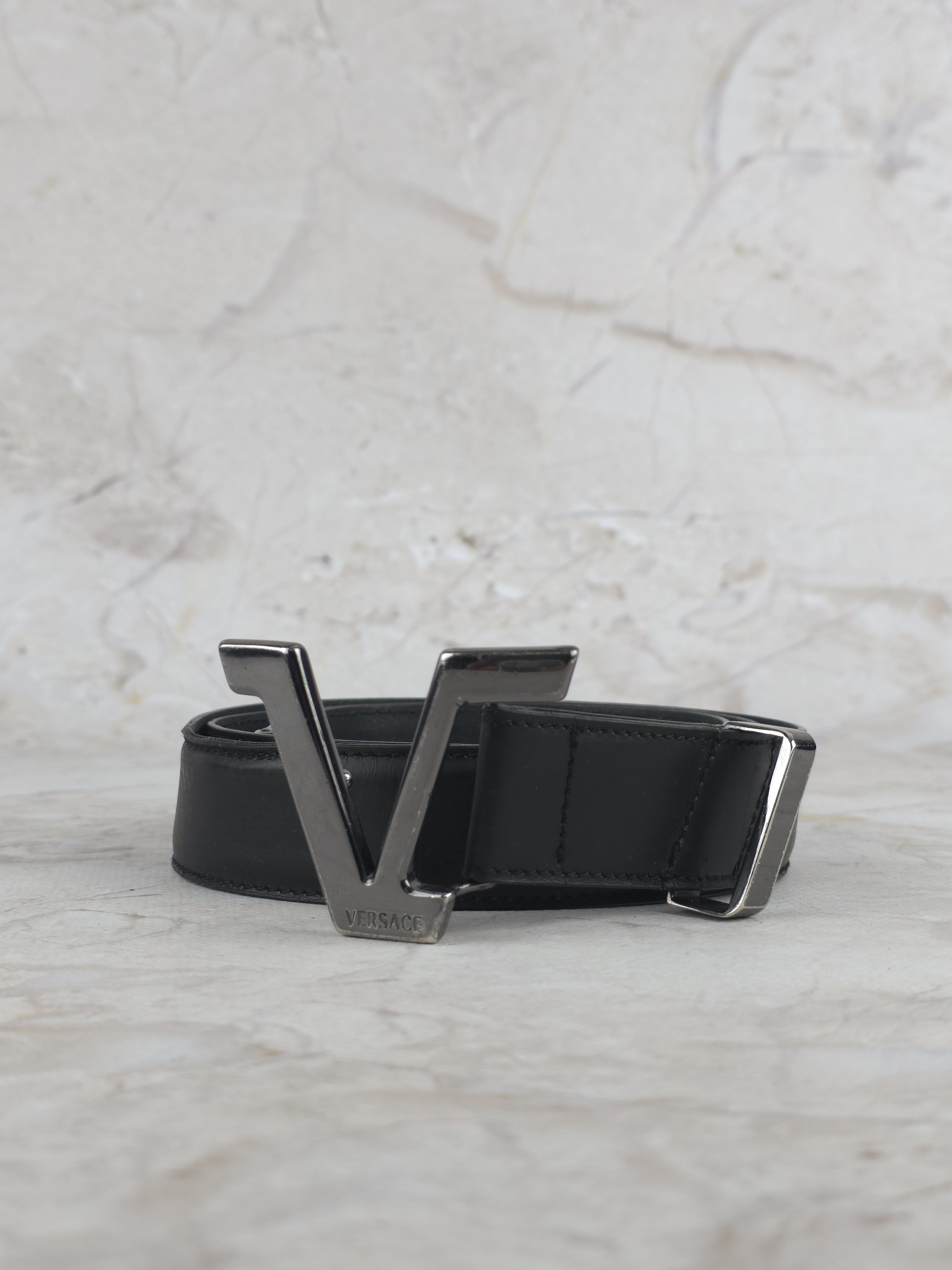 Versace Vintage Gianni Versace "V" Logo Belt Archival 90s VS2 Line Size 36 - 3 Thumbnail