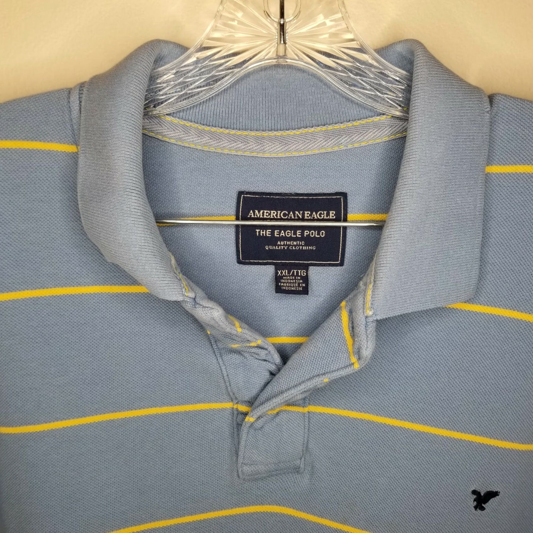 American Eagle Outfitters AMERICAN EAGLE Striped Polo Shirt Mens 2XL Blue Yellow Short Sleeve Size US XXL / EU 58 / 5 - 3 Thumbnail