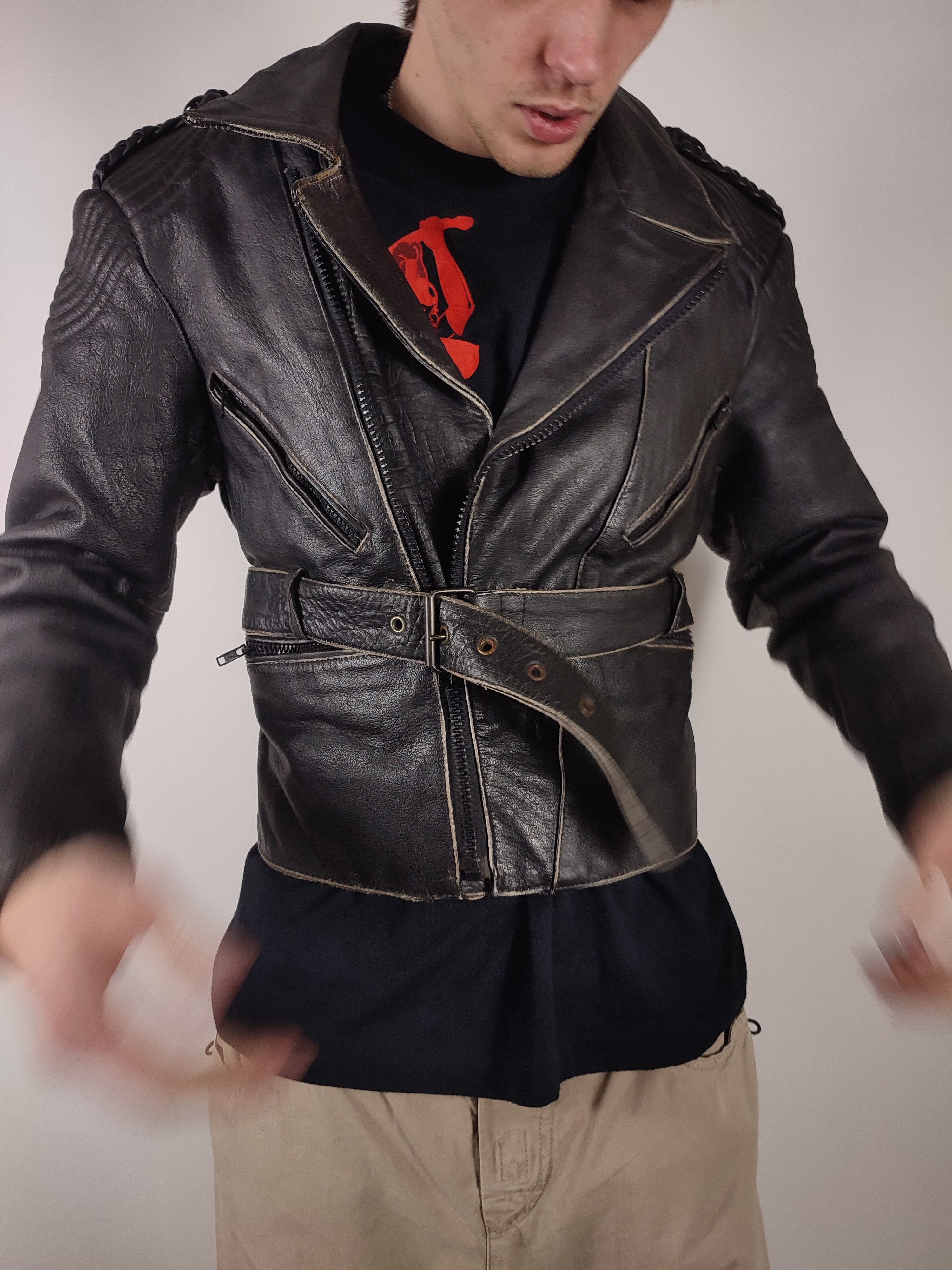 Vintage Vintage Moto Biker Faded Leather Jacket Size US M / EU 48-50 / 2 - 4 Thumbnail