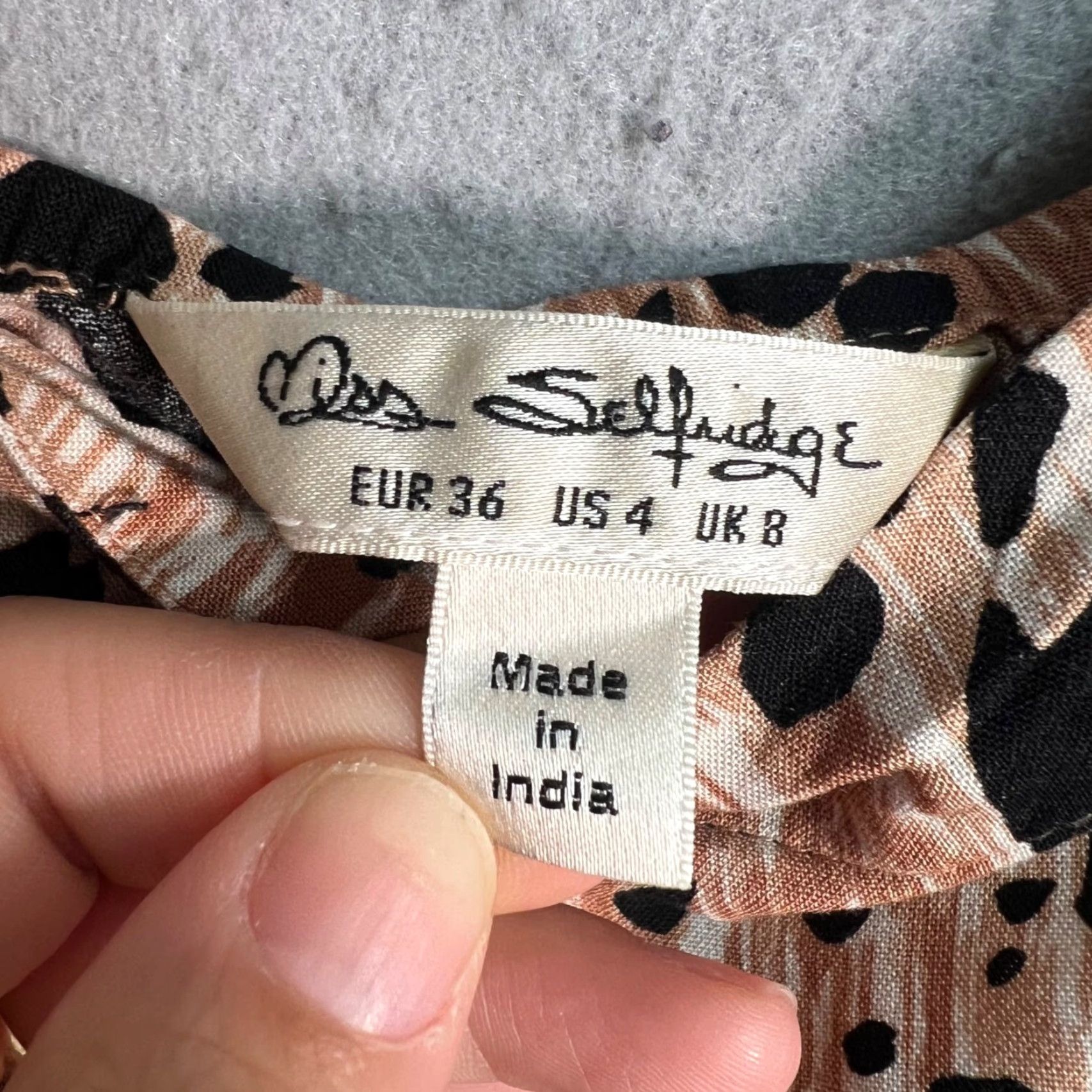 Vintage Miss Selfridge Womens Long Sleeve Midi Dress Size 4 Animal Print Size S / US 4 / IT 40 - 3 Thumbnail