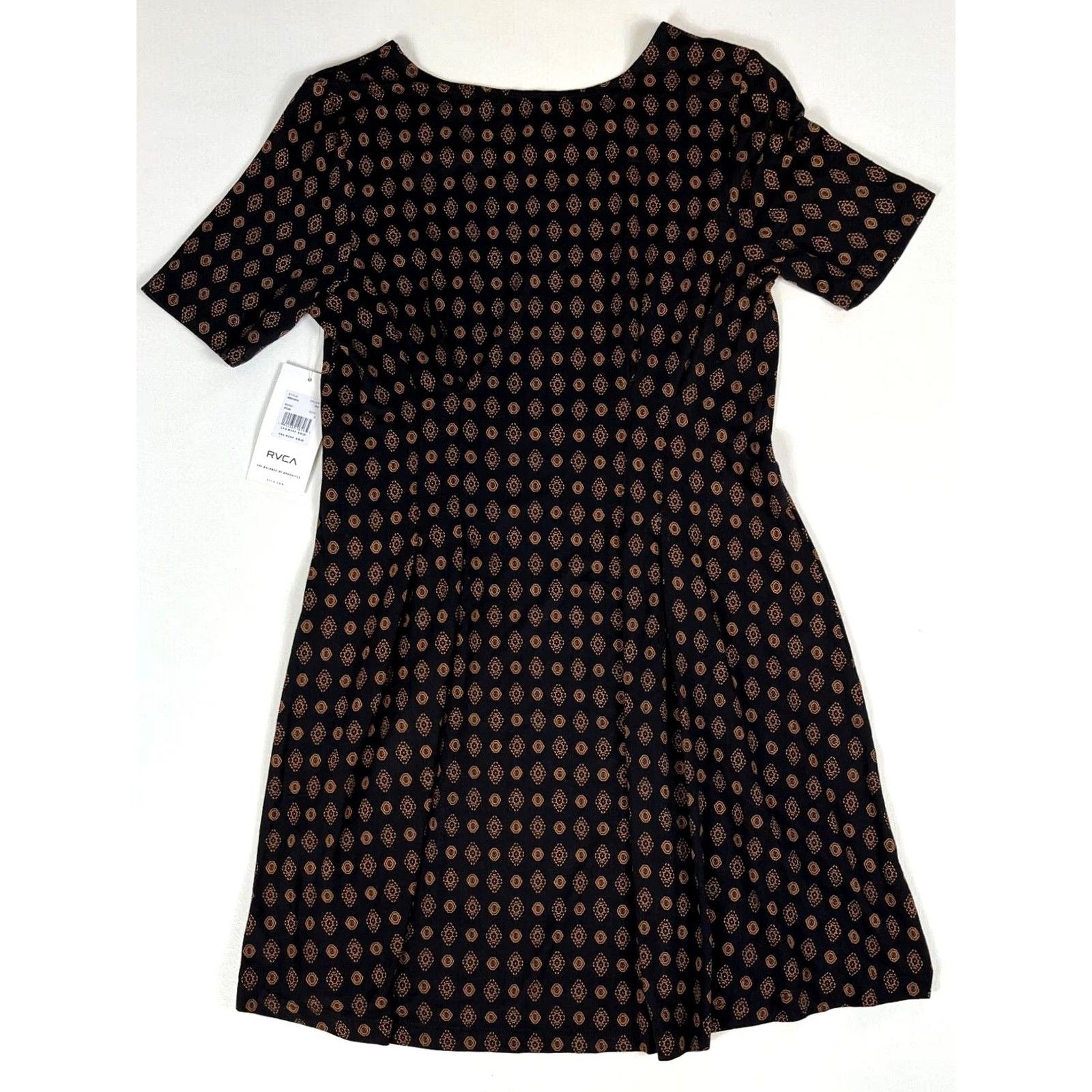 RVCA NWT RVCA Women’s Sylas Dress Short Sleeve Foulard Print Sz S Black Jersey Knit A-Line Casual Womens Size 28" / US 6 / IT 42 - 7 Thumbnail