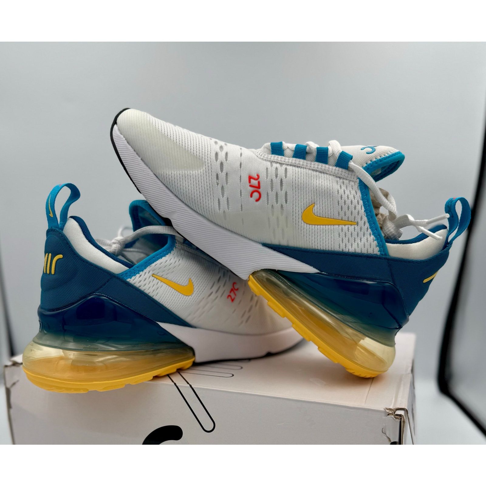 Nike Nike Air Max 270 White Industrial Blue Citron Pulse 7.5M Size US 7.5 / EU 40-41 - 2 Thumbnail