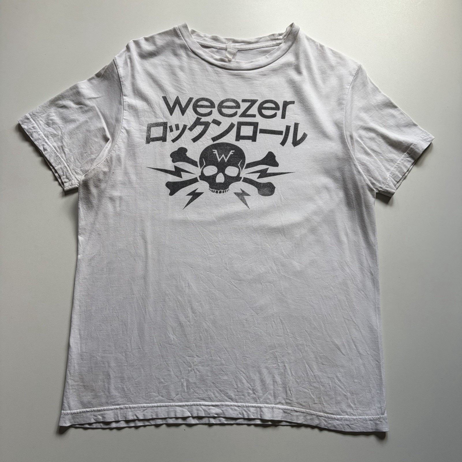 Vintage Weezer T-Shirt White Medium Band Graphic Rare Cotton
