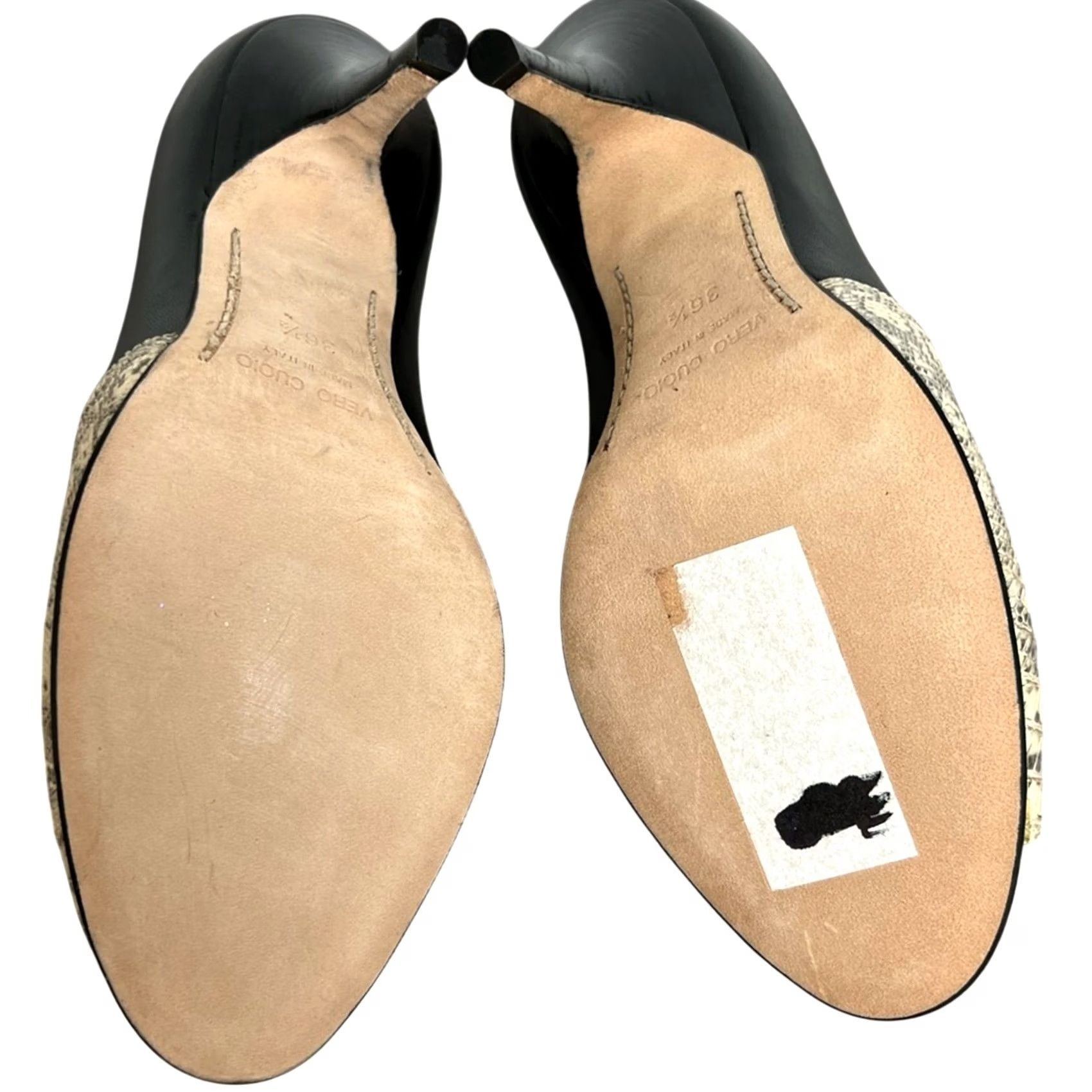 Vintage Rickard Shah Charlene Open Toe Pumps Black Snakeskin 36.5 Made in Italy Pump Women Size US 6 / IT 36 - 7 Thumbnail