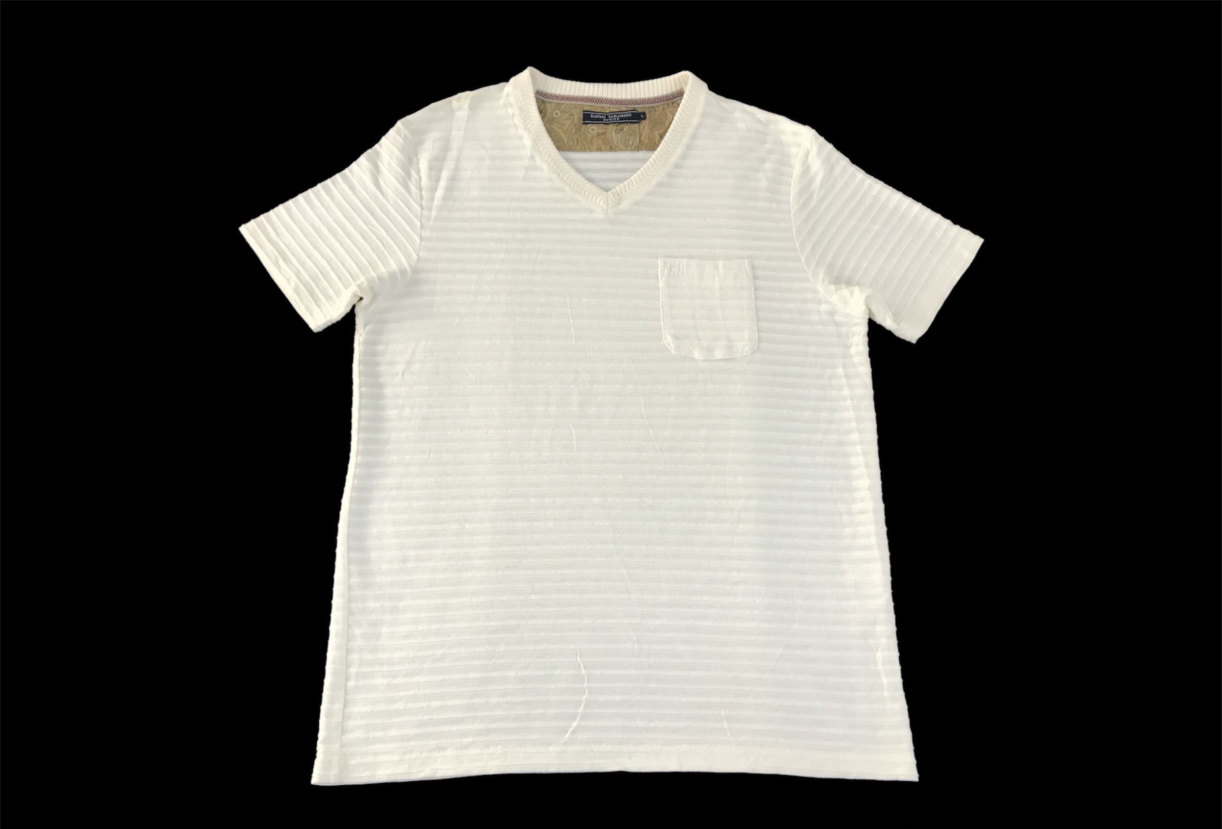 Japanese Brand Kansai Yamamoto Homme V Neck Single Pocket Tee Size US M / EU 48-50 / 2 - 1 Thumbnail
