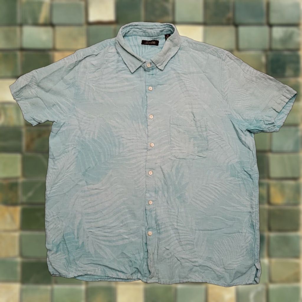 Tasso Elba VINTAGE Tasso Elba Camp Shirt Mens XL Turquoise Floral Silk Linen Hawaiian Palm Retro Shirt Mens XL Green Floral Hawaiian 90s? Size US XL / EU 56 / 4 - 1 Thumbnail