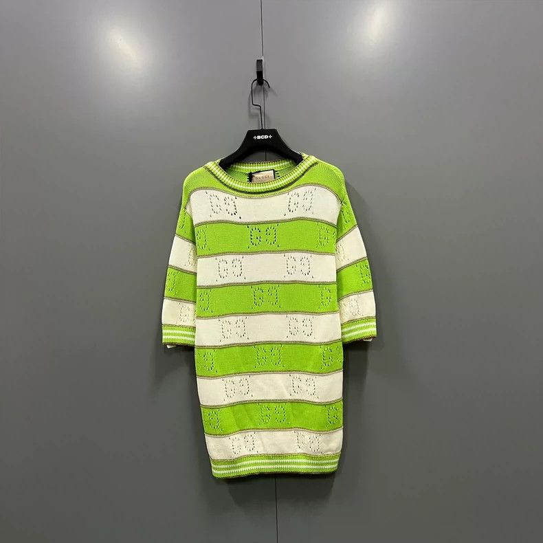 Gucci Gucci White and green striped hollow GG knitwear 2502-Nexta Size US XS / EU 42 / 0 - 1 Thumbnail