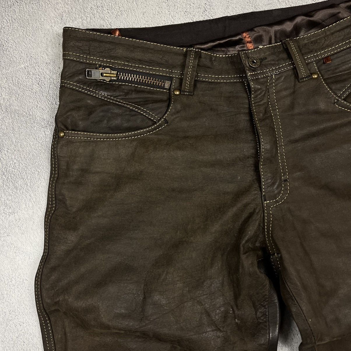 Genuine Leather × Leather Vintage Spirit Motors y2k leather pants Size US 37 - 2 Thumbnail