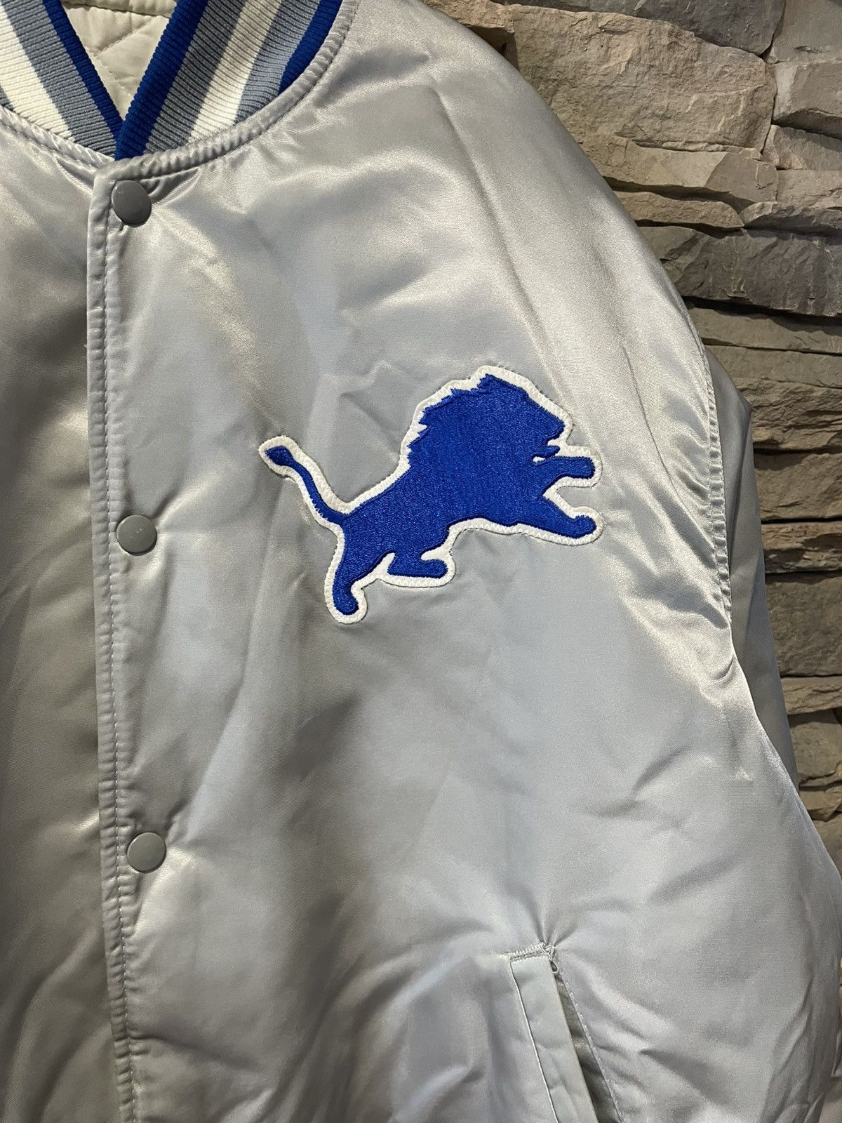 Starter Rare Vintage 80s Detroit Lions Stater Satin Jacket Size US XXL / EU 58 / 5 - 2 Thumbnail