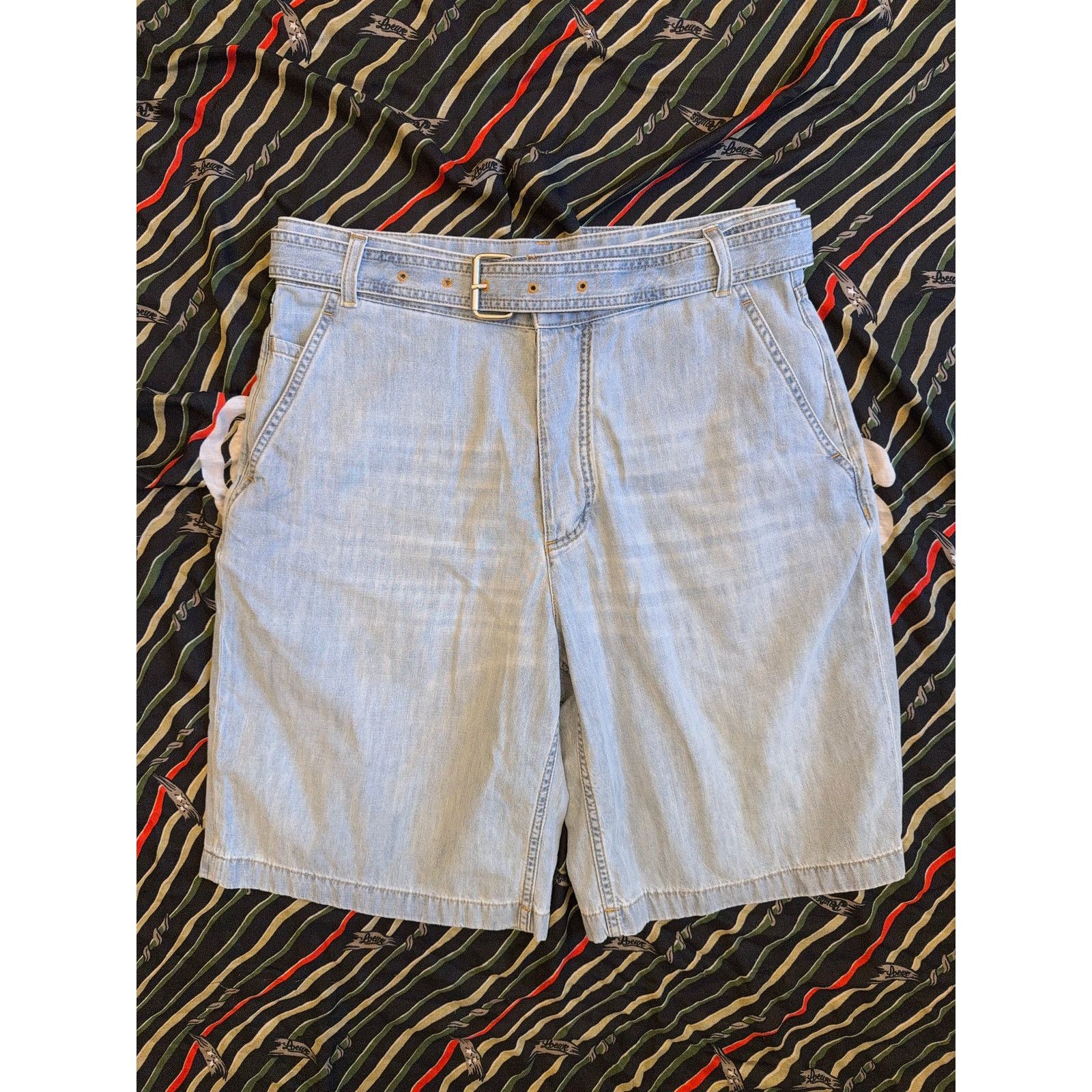 $1,100 Bottega Veneta Belted Denim Jean Shorts/Jorts - 48