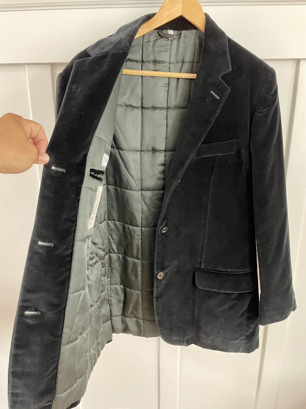 Helmut Lang × Vintage Vintage Helmut Lang Vienna Cotton Velvet Jacket Quilted lining Size 48R - 1 Thumbnail