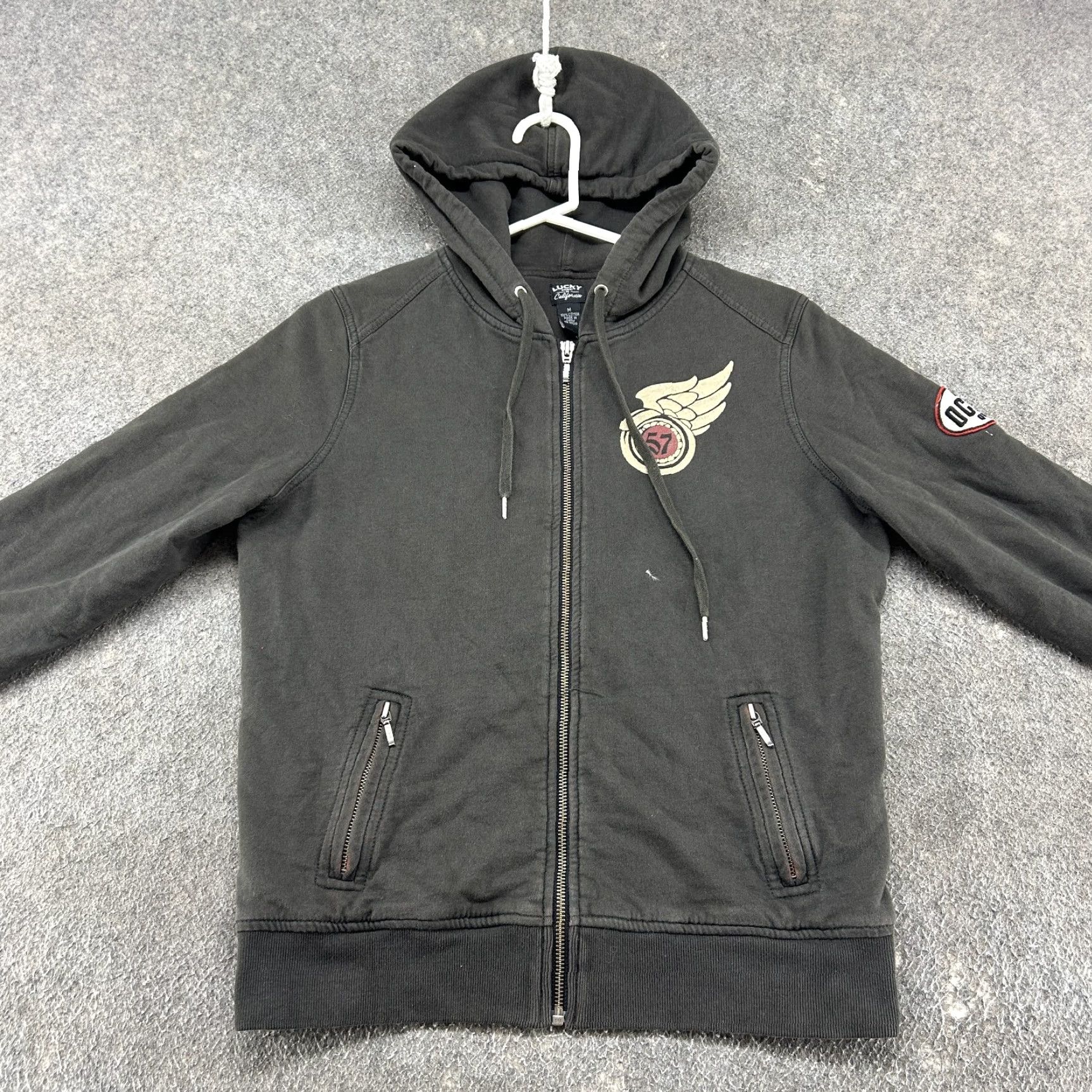 Lucky Brand VINTAGE Lucky Brand Hoodie Women M Black Full Zip Love Rally Moto City Wings Y2K 90s City Womens Size M / US 6-8 / IT 42-44 - 4 Thumbnail