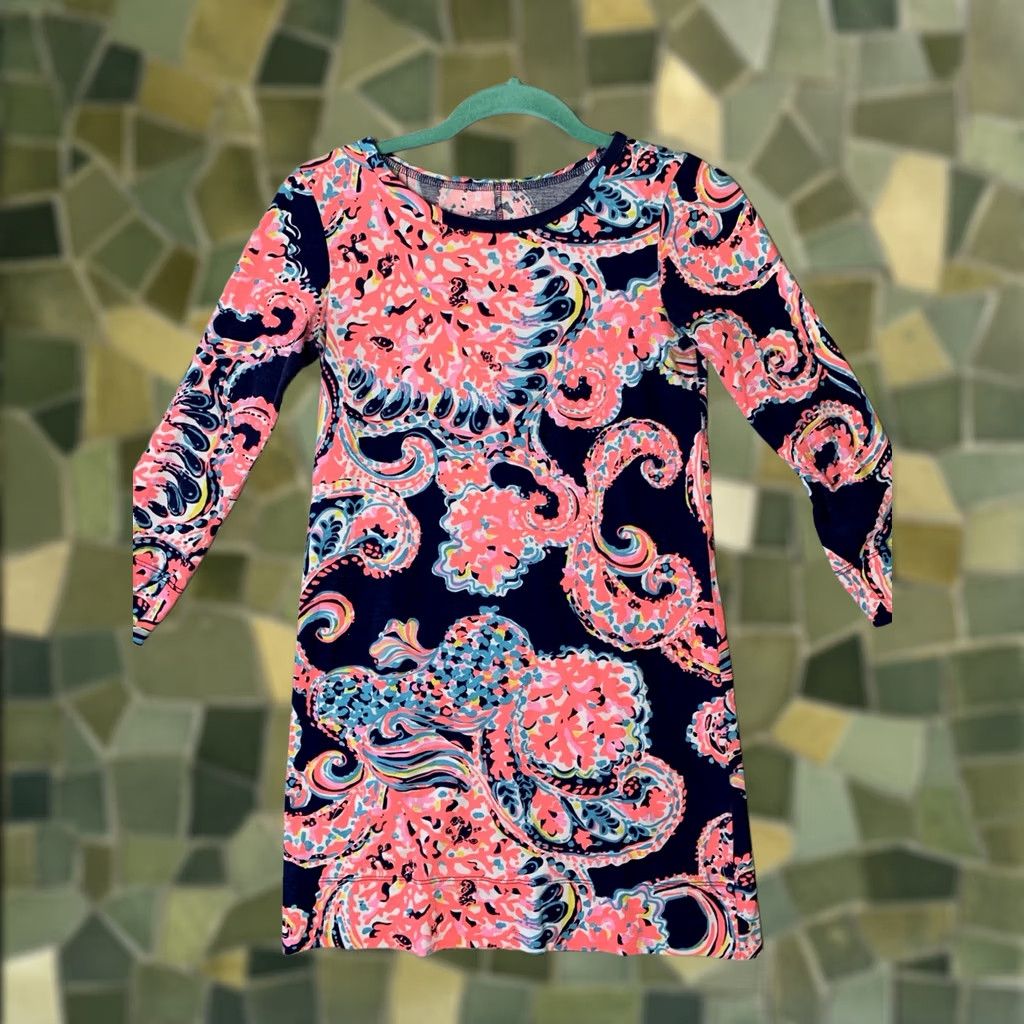 Lilly Pulitzer VINTAGE Lilly Pulitzer Dress XXS Linden Bright Navy Pop Up For The Halibut 100% Pima Size XXS / US 00 / IT 34 - 1 Thumbnail