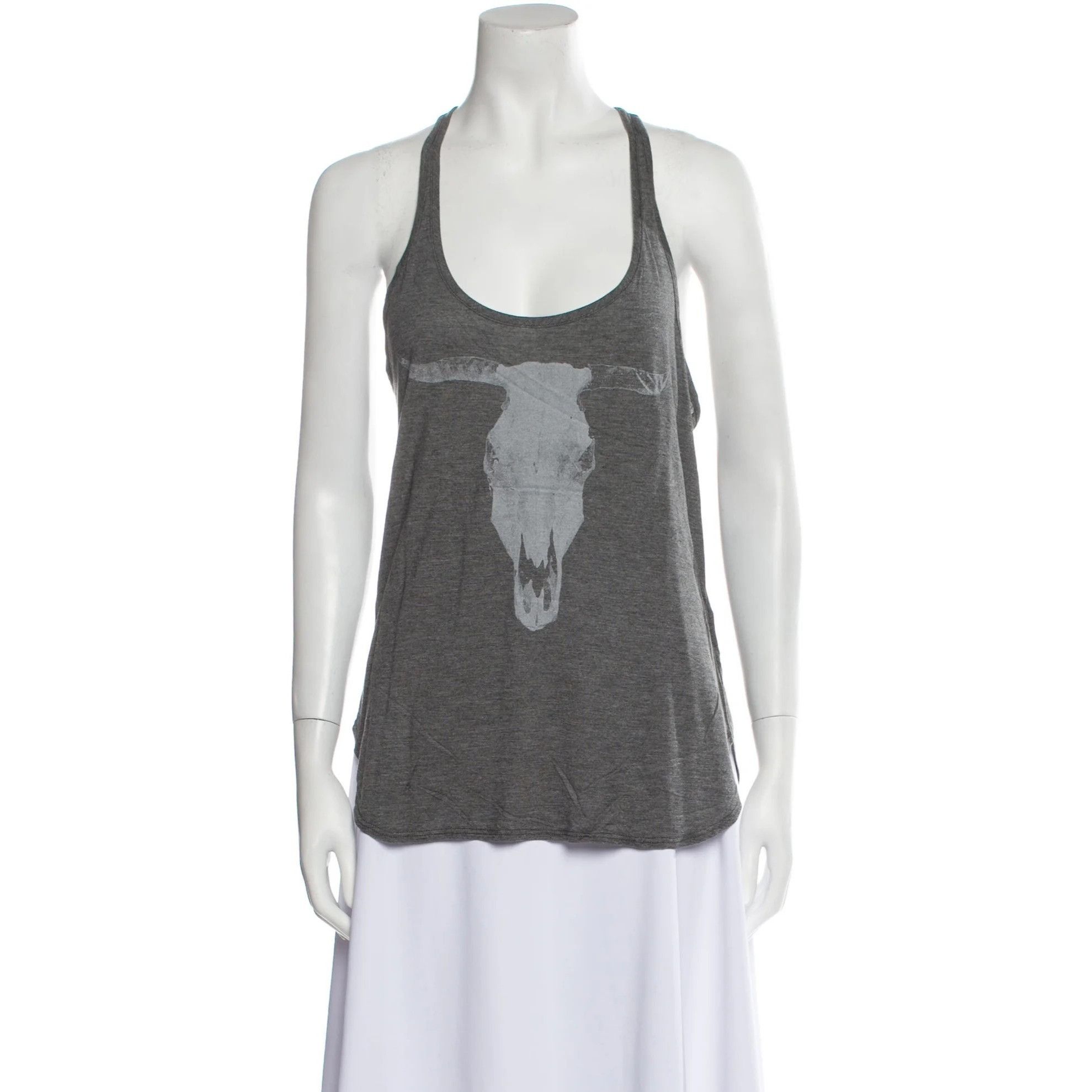 Haute Hippie Haute Hippie Charcoal Grey Longhorn Racerback Tank Top Size S / US 4 / IT 40 - 1 Thumbnail