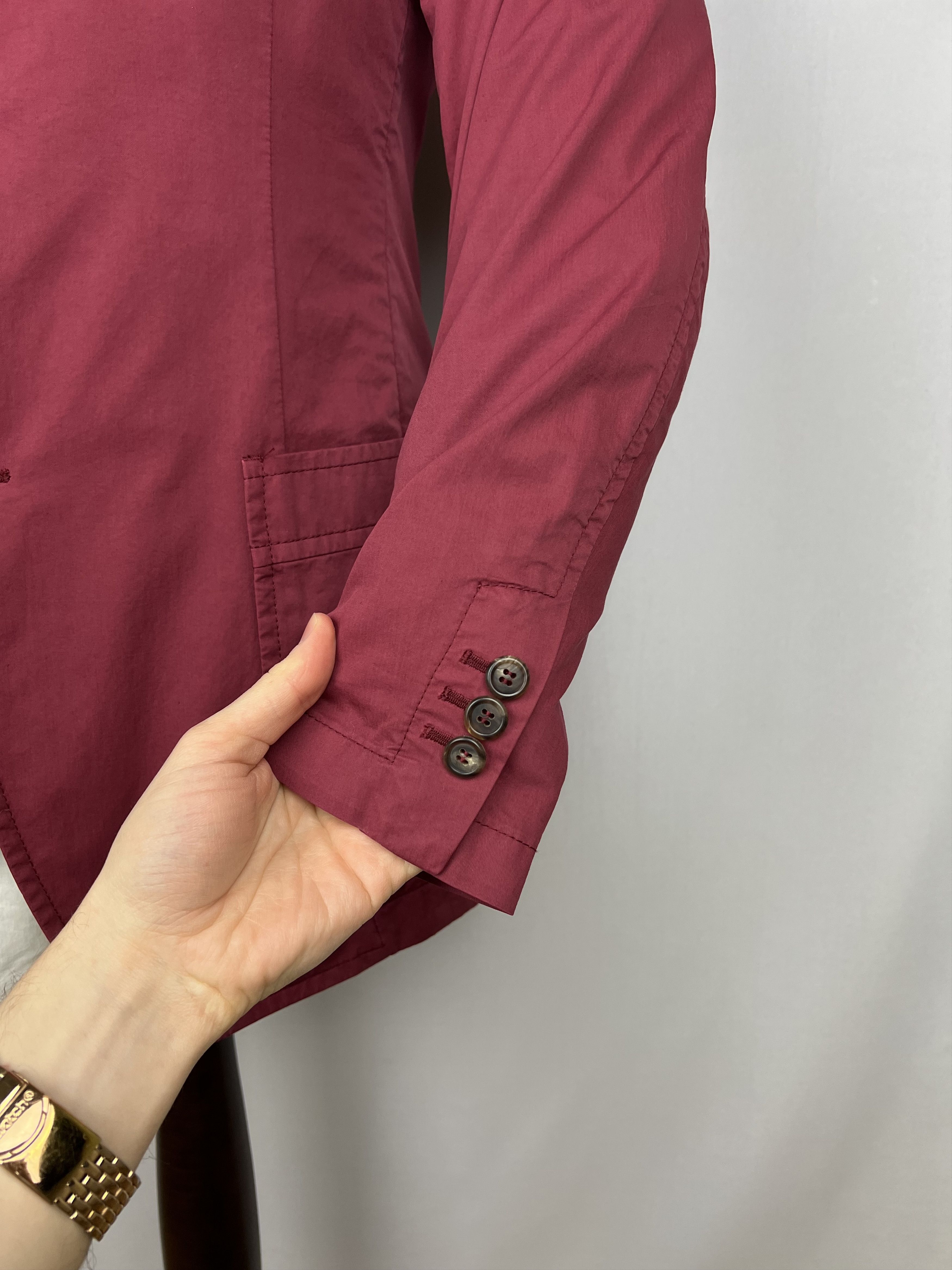 Prada Pale-Red Solid 100% Cotton Peak-Lapel Sport Coat Size 38R - 9 Thumbnail