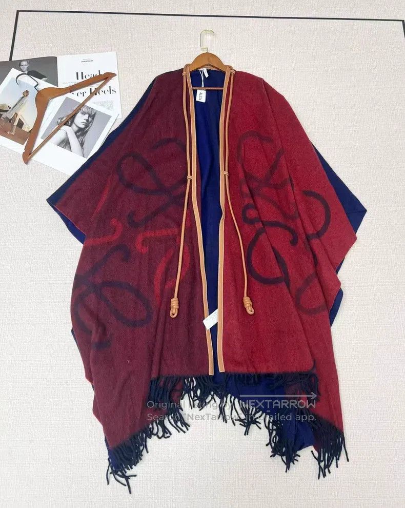 Loewe Patchwork lamb fur large logo cape