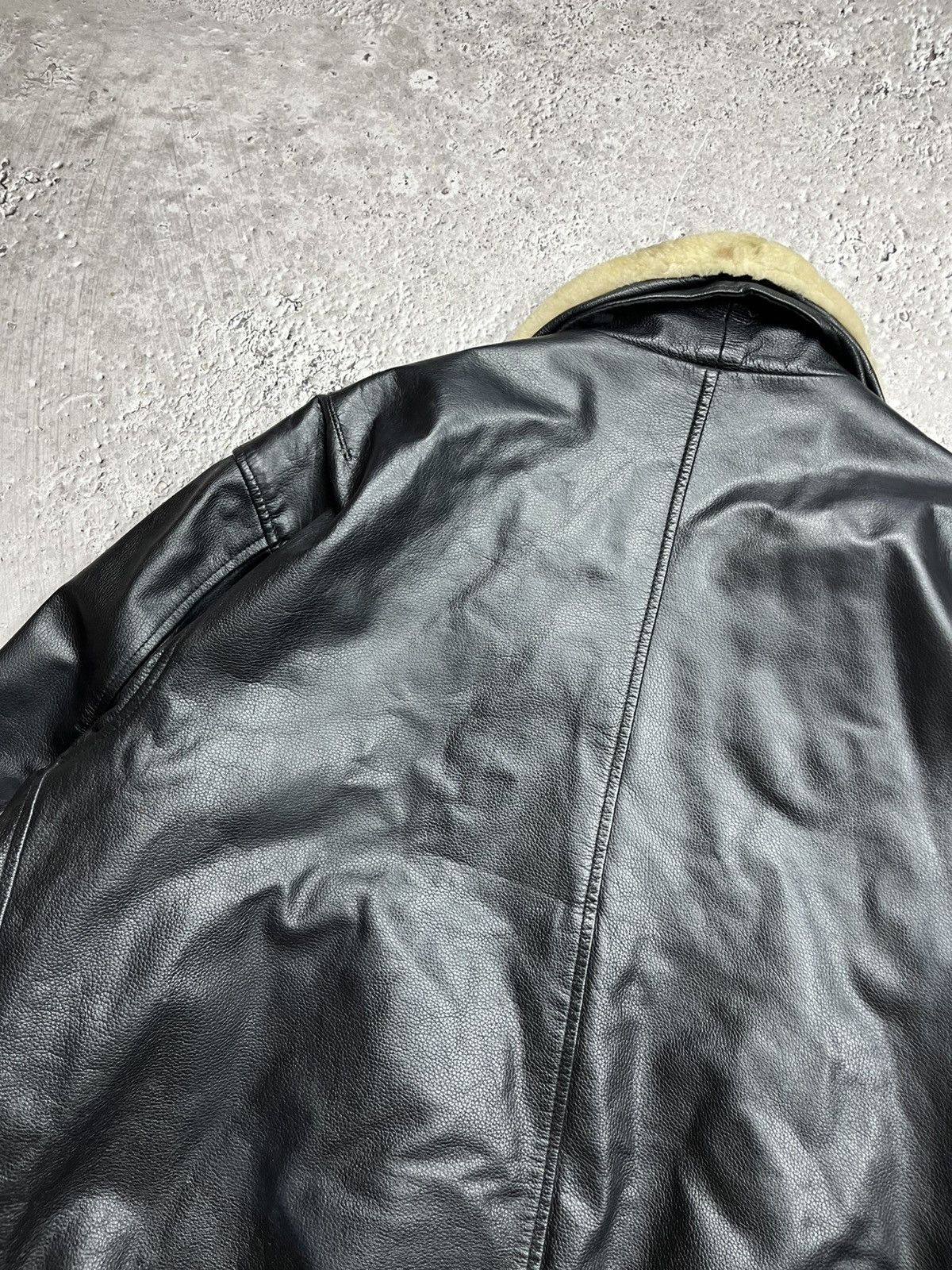 Leather Vintage Aviator Bomber Jacket Leather Shearling Collar XXL Size US XXL / EU 58 / 5 - 15 Thumbnail